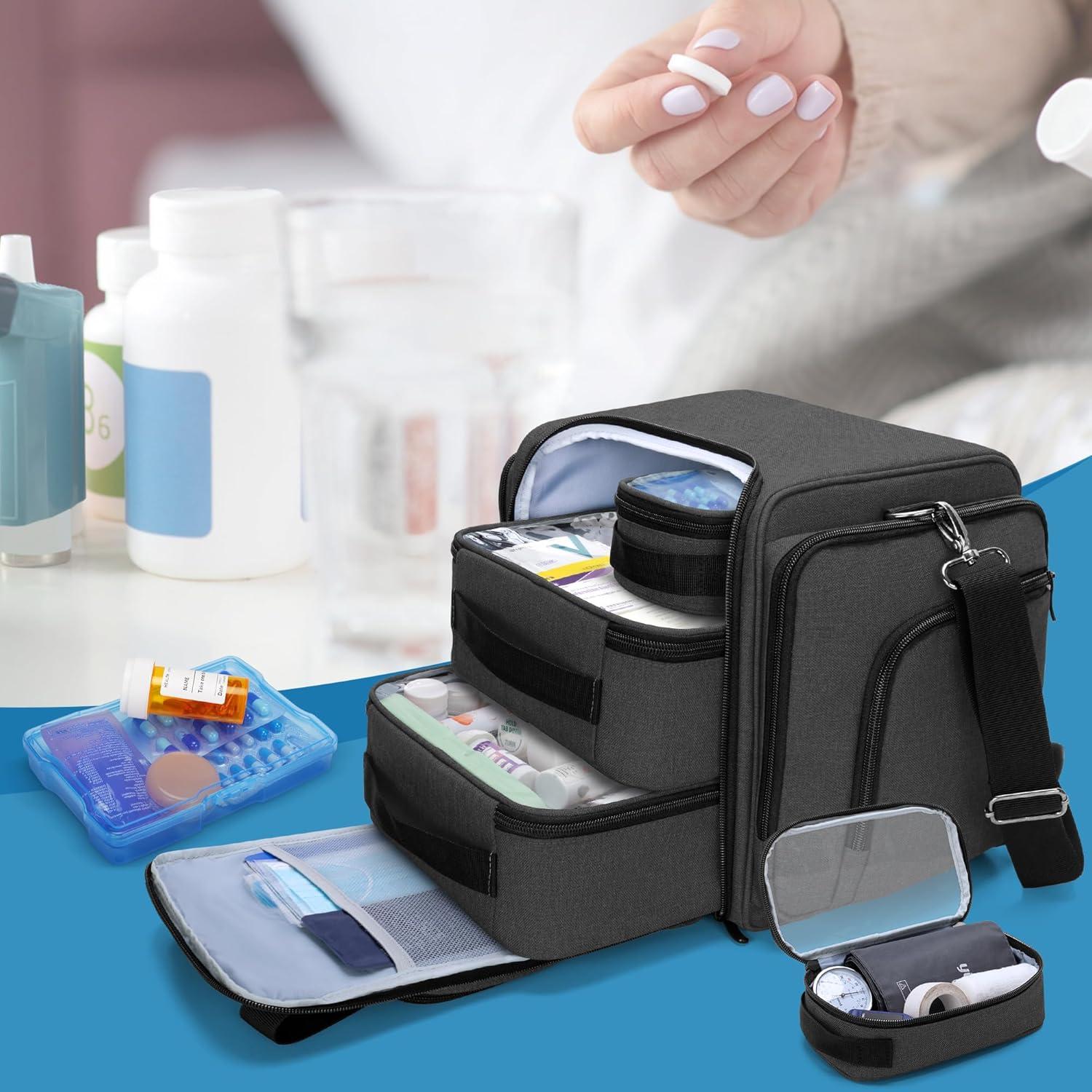 Organizador de Medicamentos BAFASO Grande con 4 Bolsillos