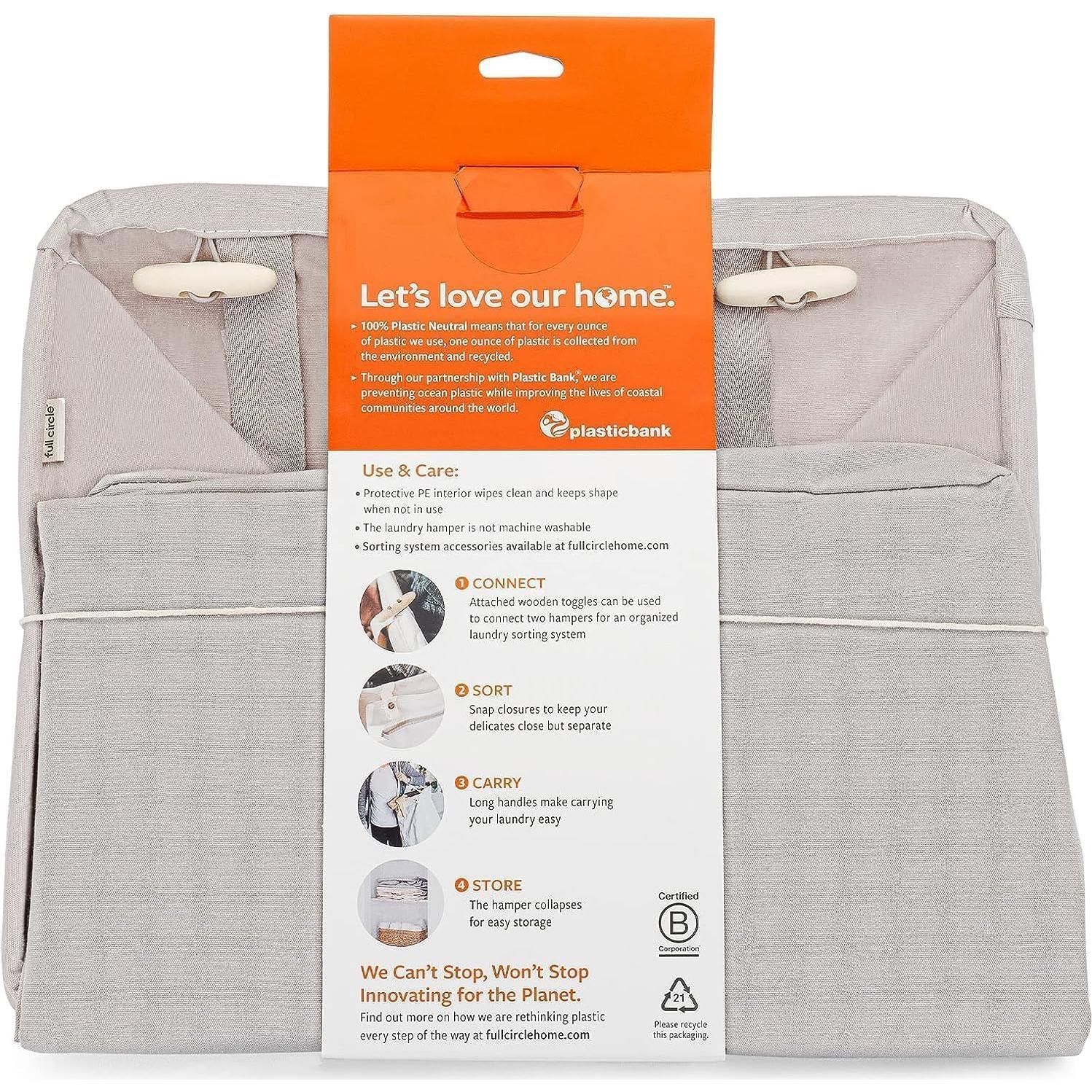 Cesta de Ropa Plegable Full Circle Loads of Fun - Algodón Orgánico - 20 Galones - Gris