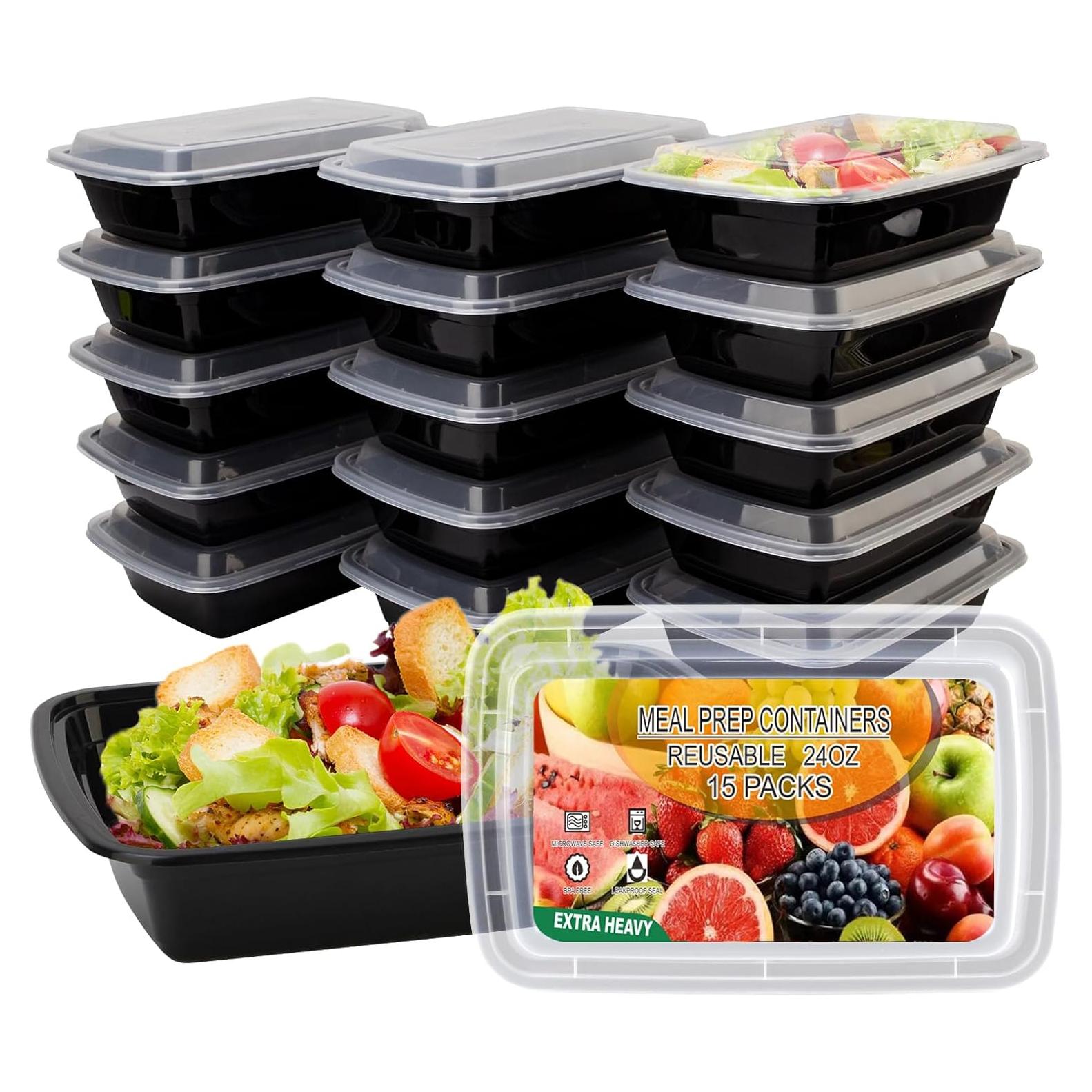 15 Contenedores Reutilizables para Comidas Ezalia 710ml a Prueba de Fugas