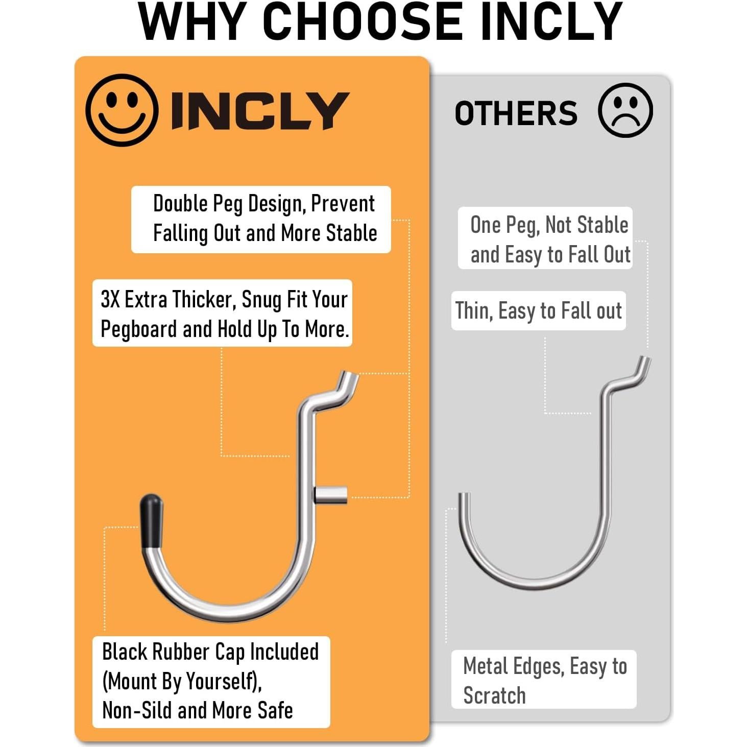 Juego de Ganchos para Tablero Perforado INCLY 206PCS Alta Resistencia