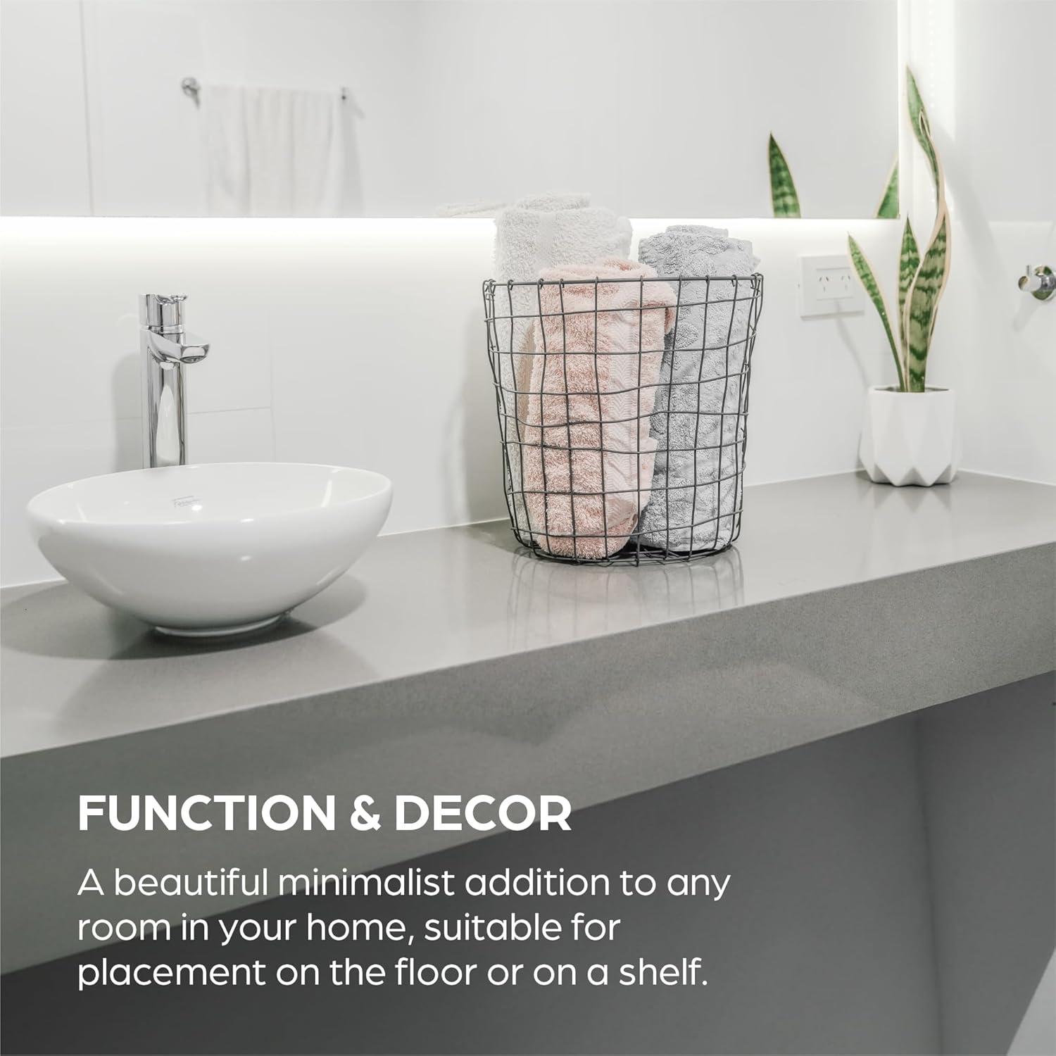 Cesta de Alambre Redonda Porto Boutique 30.5x25.4x30.5cm Gris