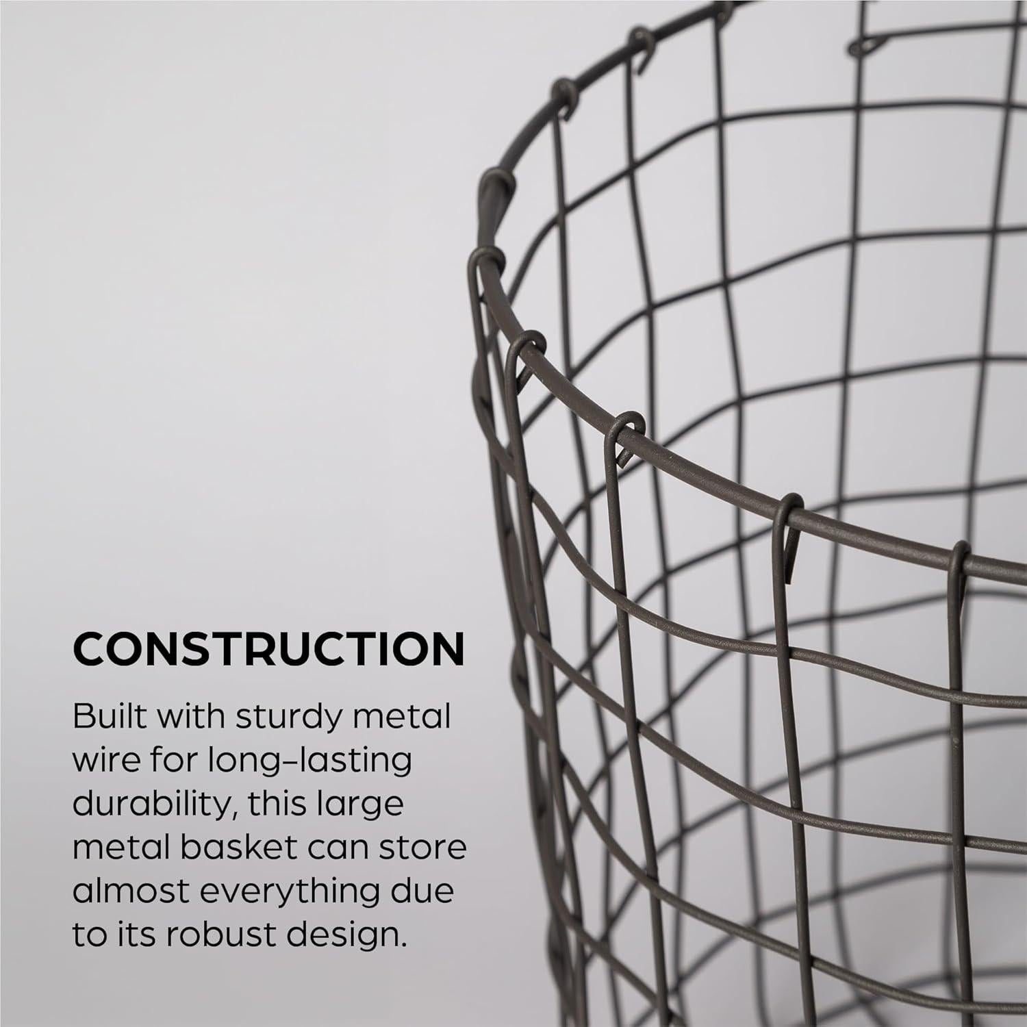 Cesta de Alambre Redonda Porto Boutique 30.5x25.4x30.5cm Gris