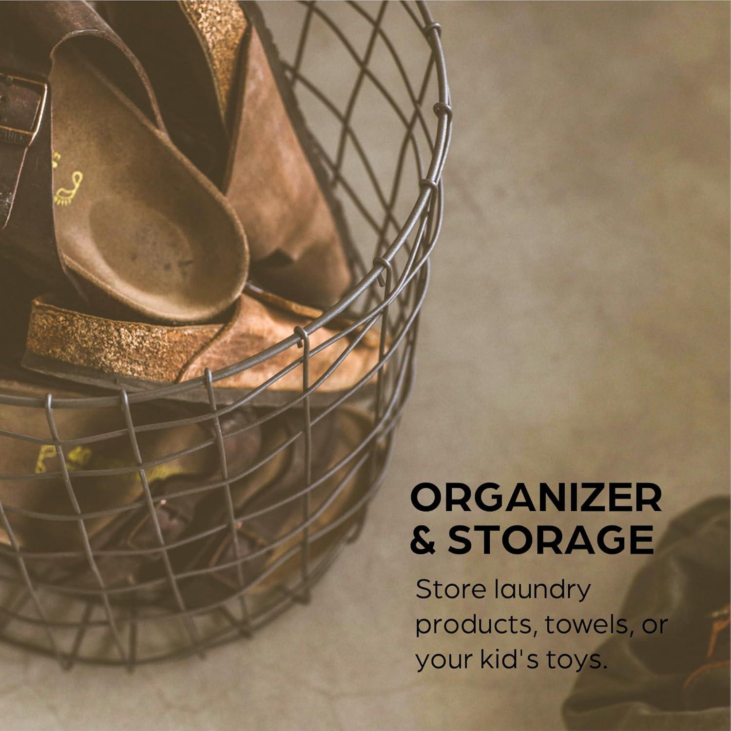 Cesta de Alambre Redonda Porto Boutique 30.5x25.4x30.5cm Gris