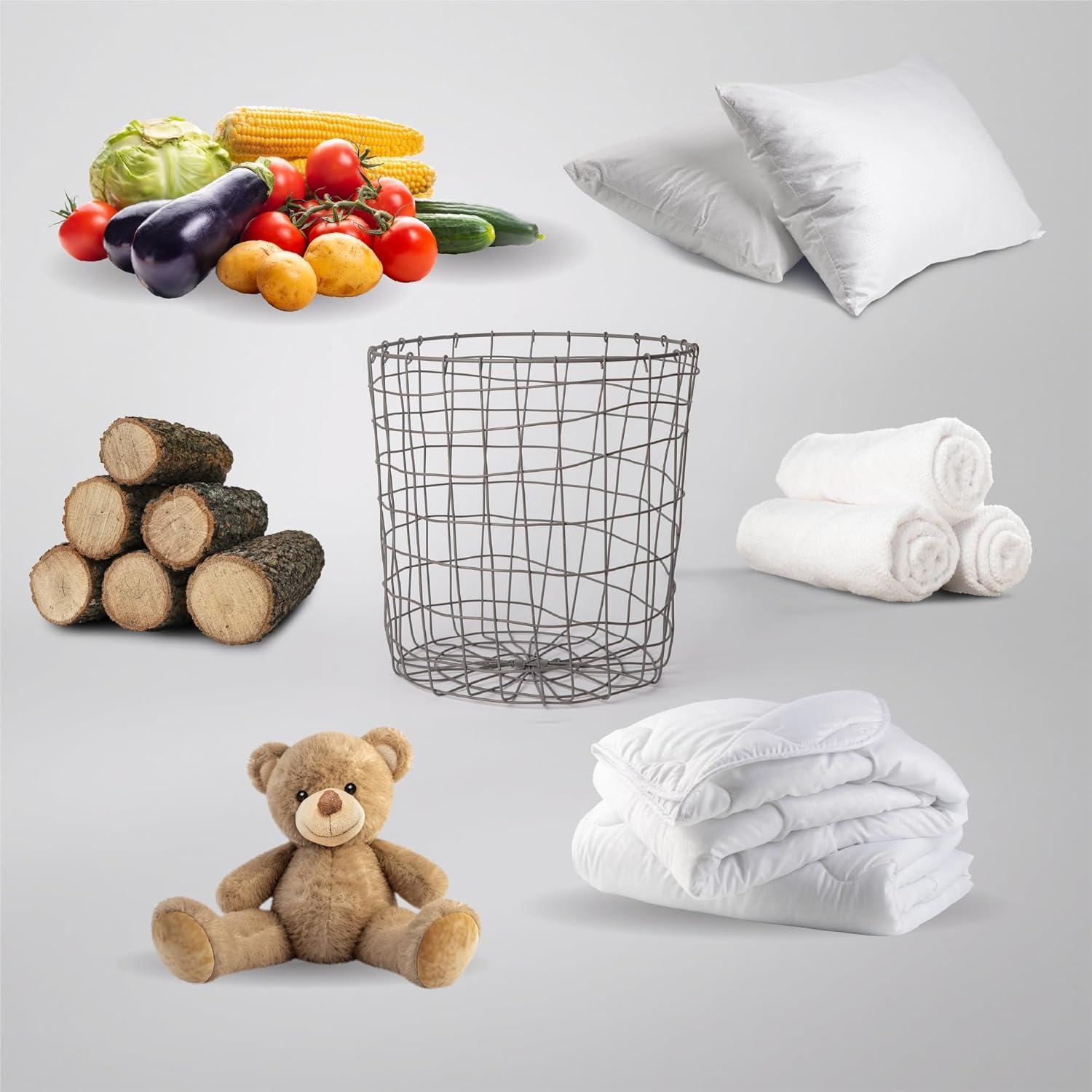 Cesta de Alambre Redonda Porto Boutique 30.5x25.4x30.5cm Gris