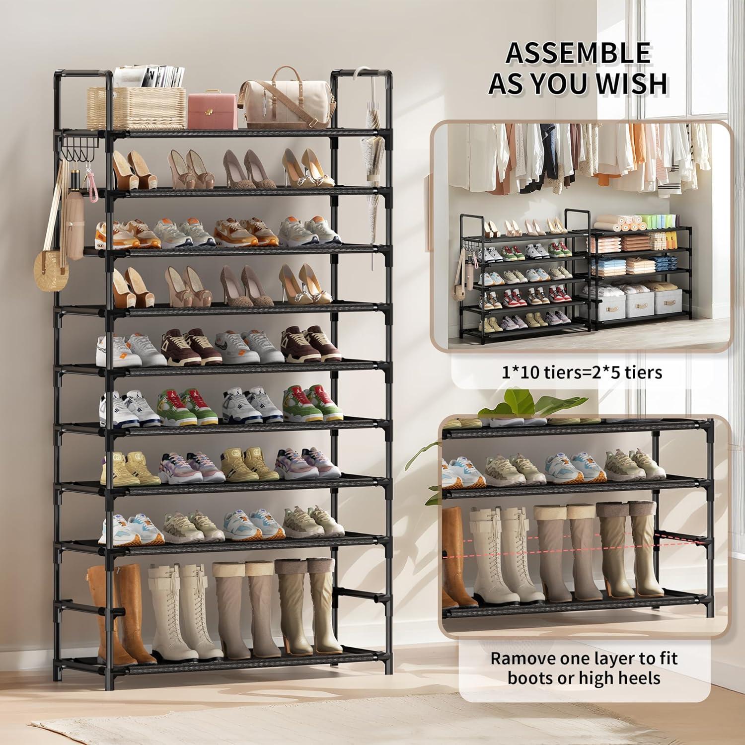 Estante para zapatos SRRSO de 10 niveles, metal, 40 pares