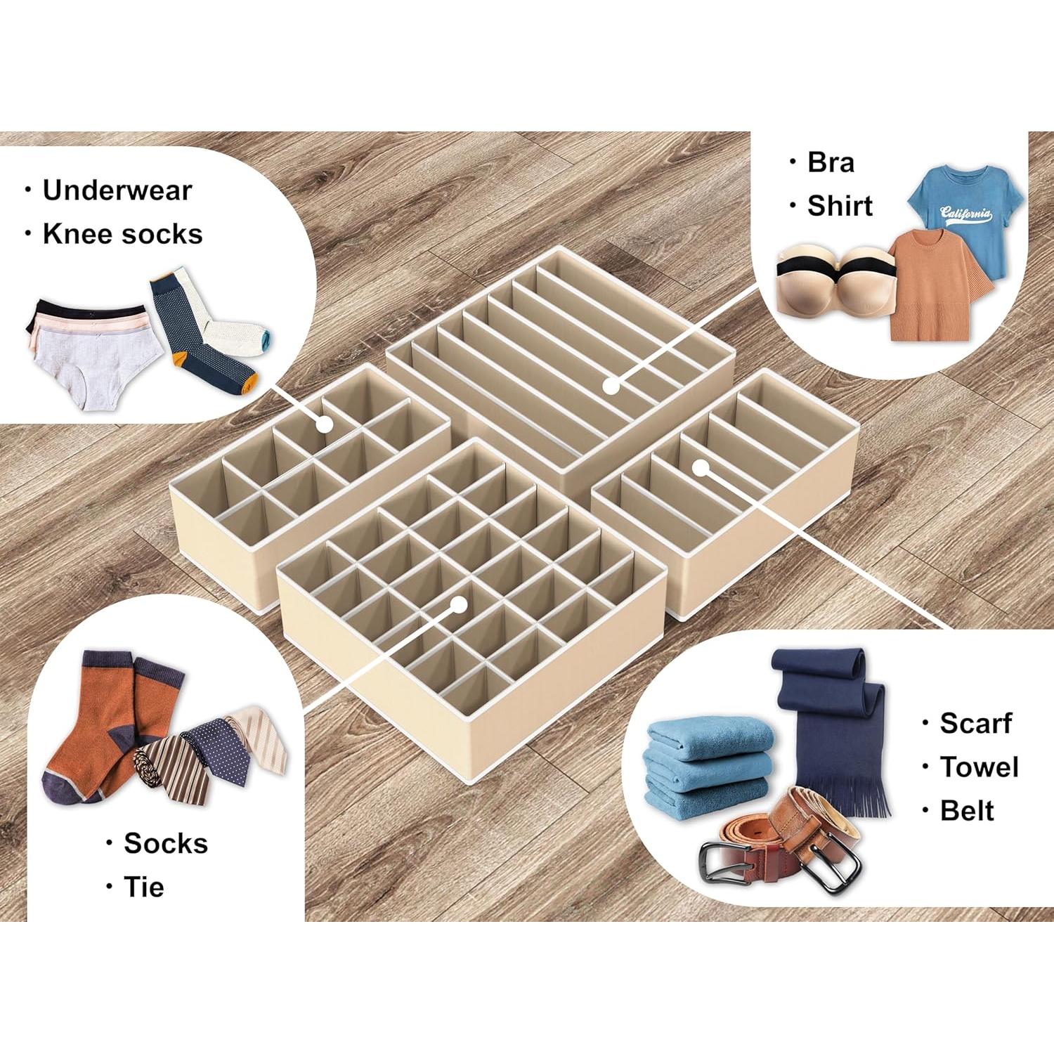 Conjunto de Organizadores de Cajón Simple Houseware 4 Paquetes Beige