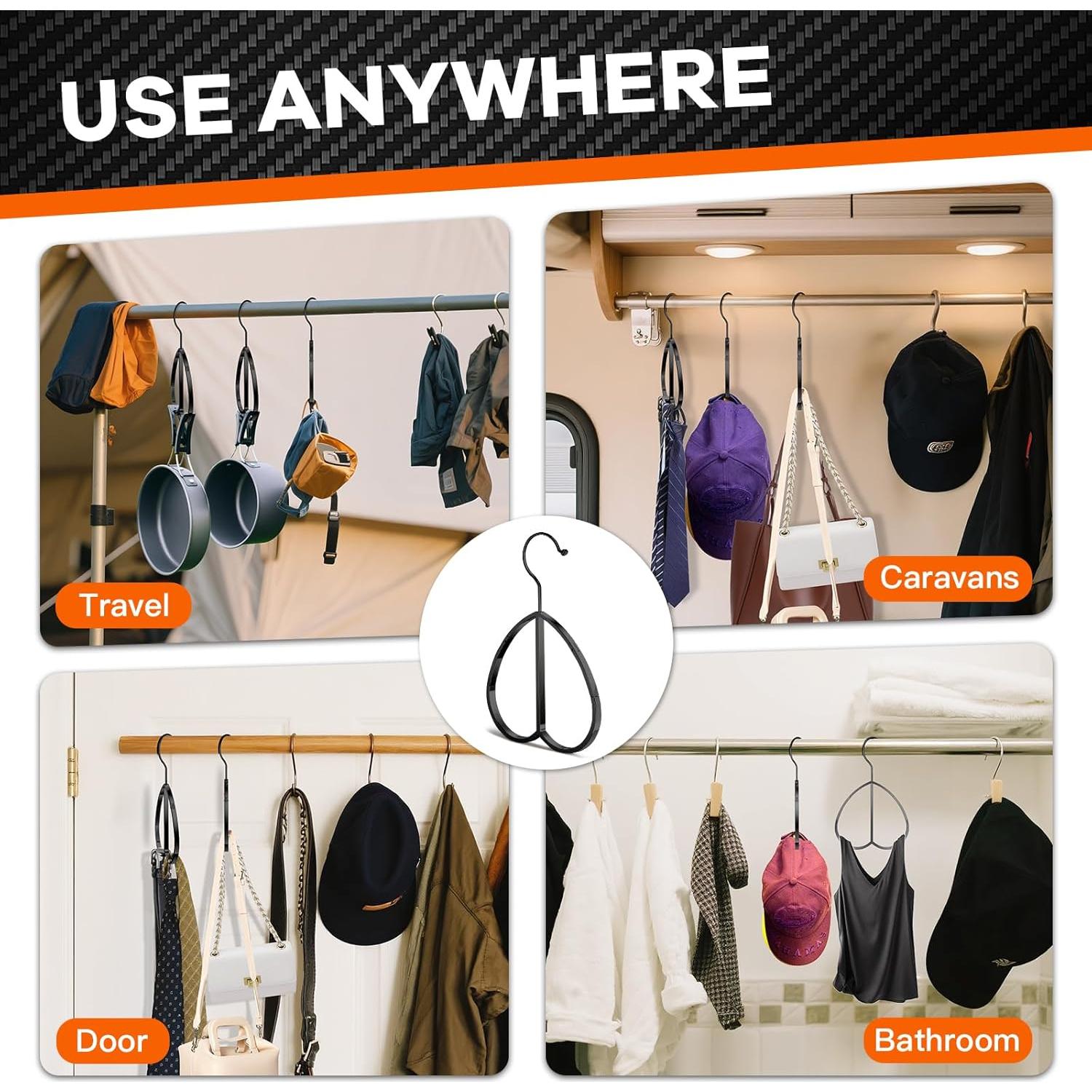 Percha Multifuncional QUISBE para Cinturones y Gorras - Negro