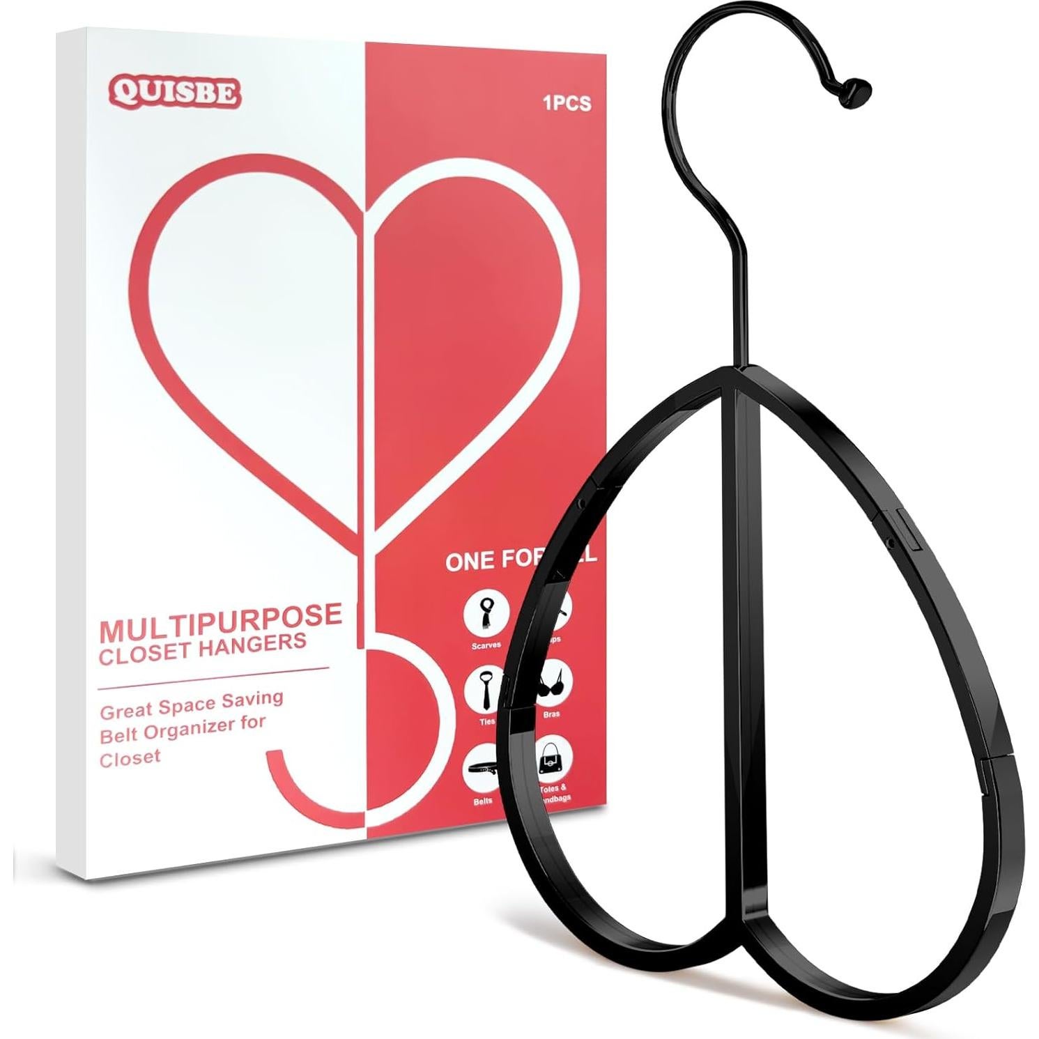 Percha Multifuncional QUISBE para Cinturones y Gorras - Negro