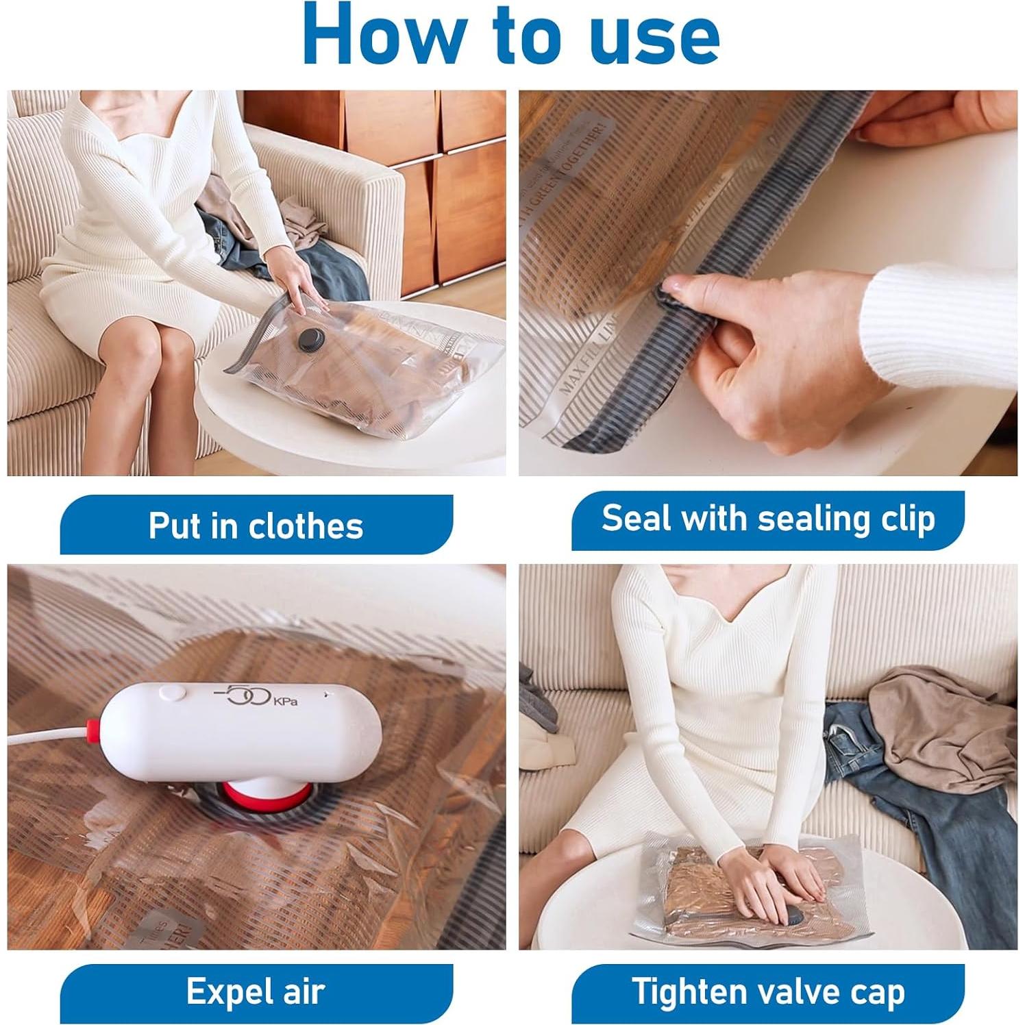 Paquete de 9 Bolsas de Almacenamiento al Vacío Vacbird con Bomba USB