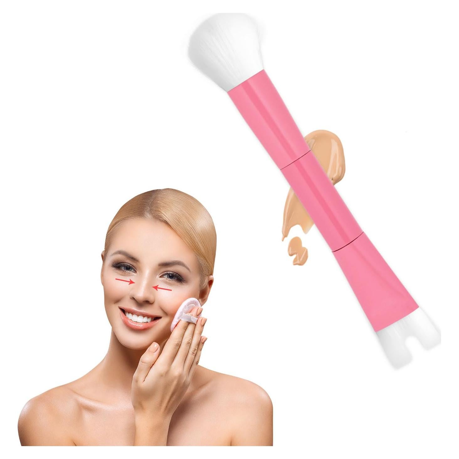 Brocha de Contorno de Nariz Doble NQEUEPN Rosa 13.5cm