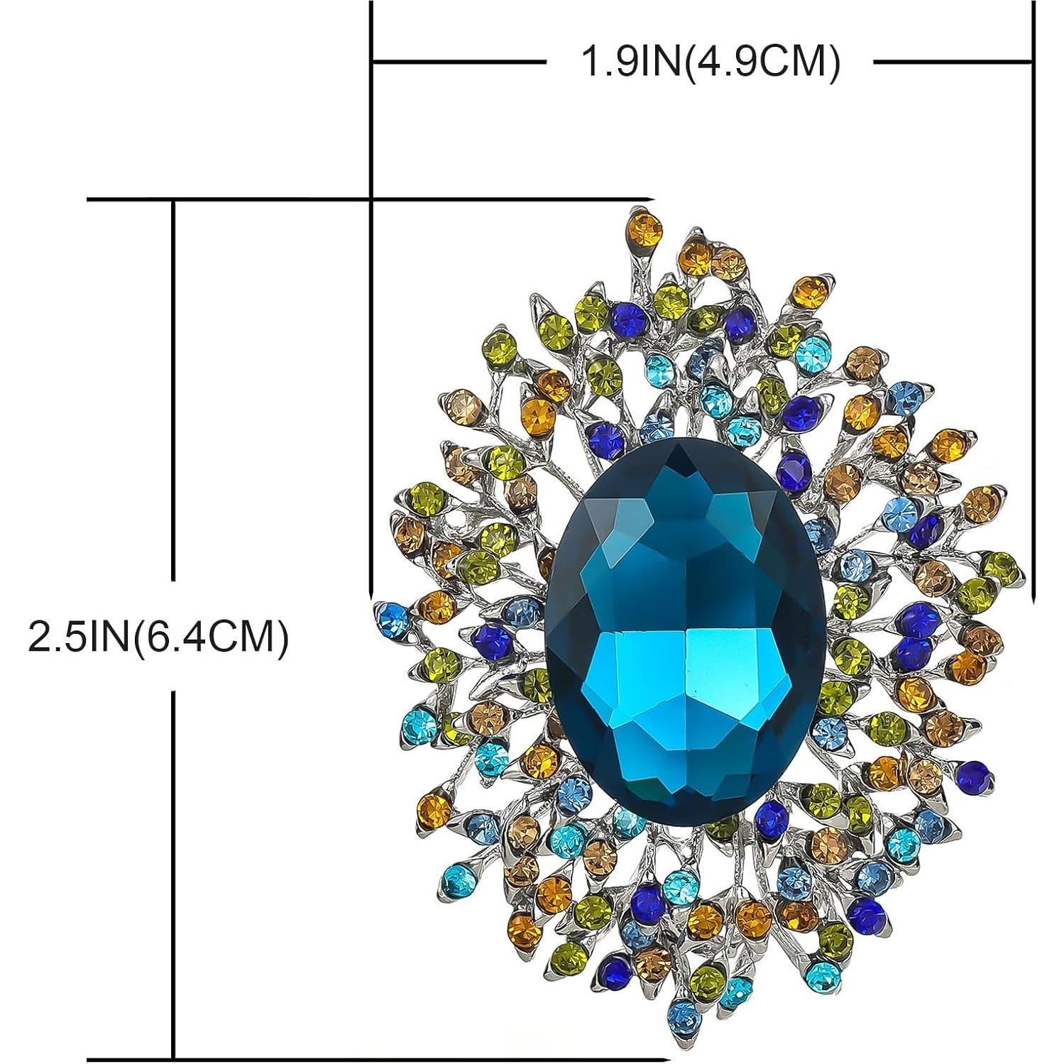 Broche de Cristal de Circonita Cubica YOQUCOL Azul 6.4x4.9cm