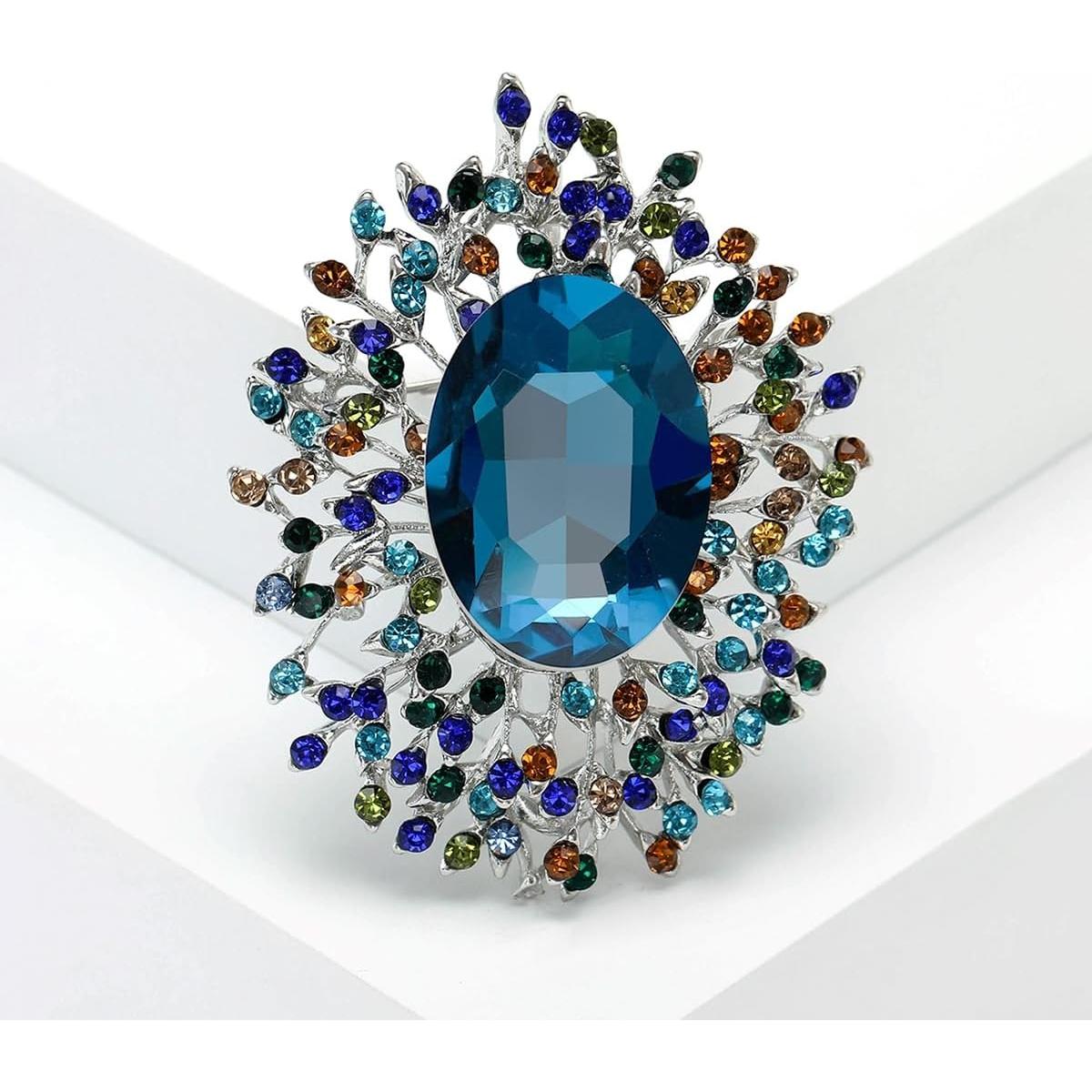 Broche de Cristal de Circonita Cubica YOQUCOL Azul 6.4x4.9cm