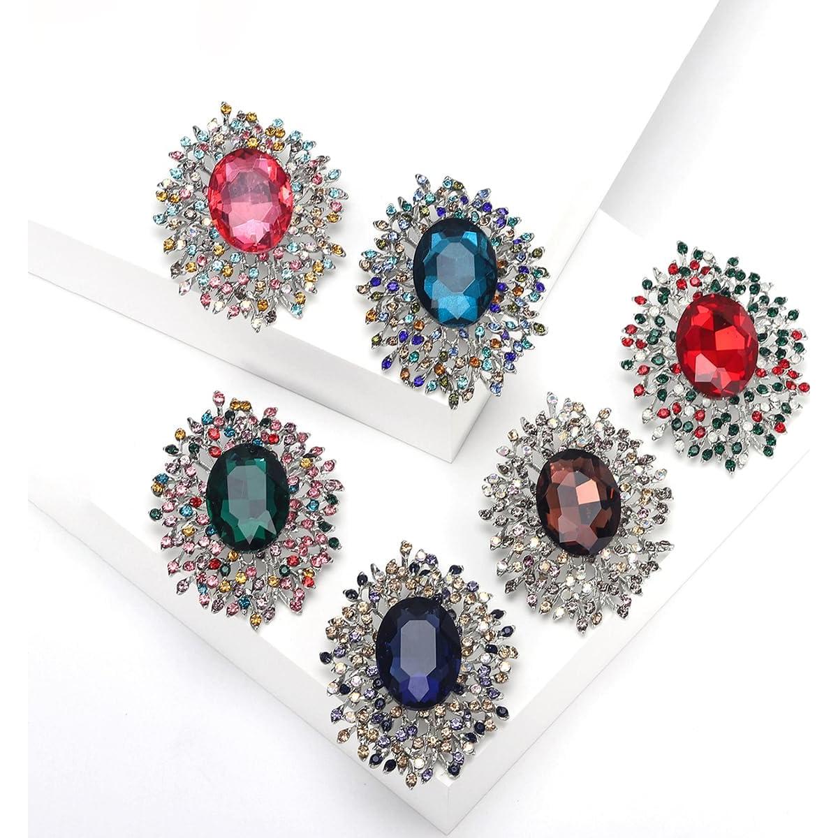 Broche de Cristal de Circonita Cubica YOQUCOL Azul 6.4x4.9cm