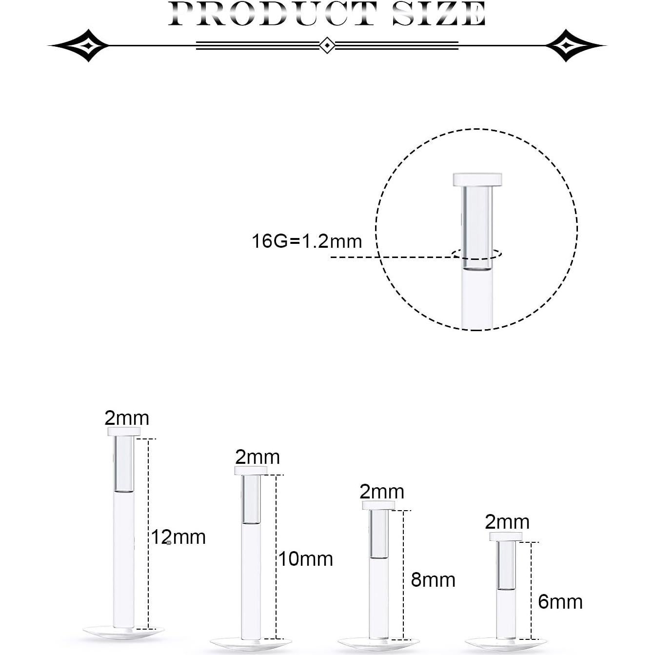 Pendientes Transparentes 16g Ovxznts - 16 Piezas para Piercing