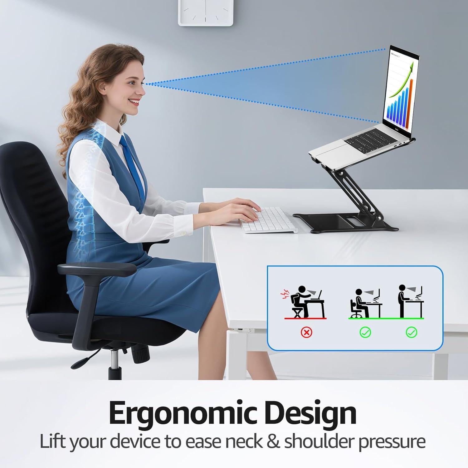 Soporte Ajustable para Laptop Urmust Negro 10-15.6" Ergonómico