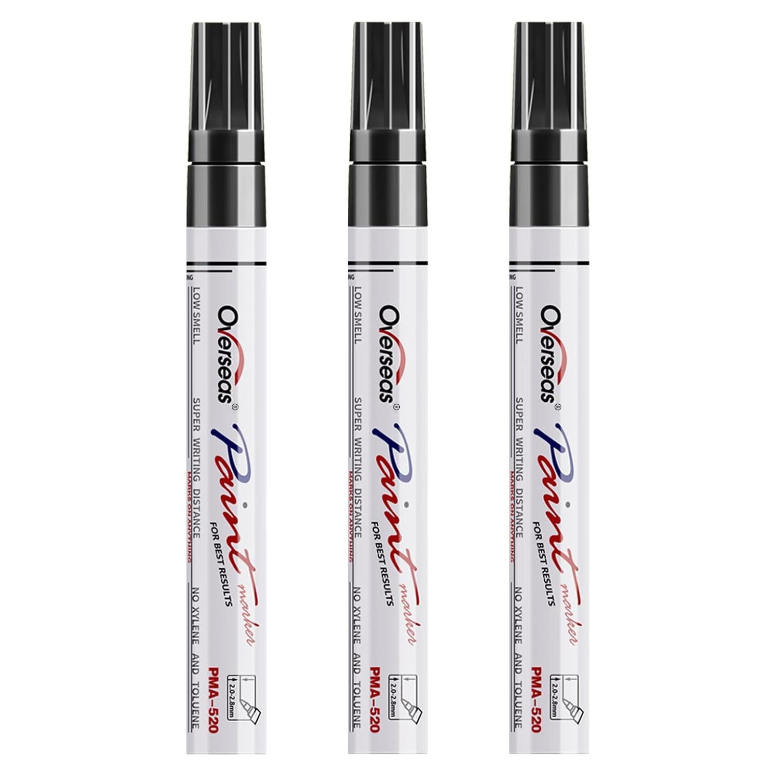 Marcadores Permanentes de Pintura Overseas - 3 Unidades Negros
