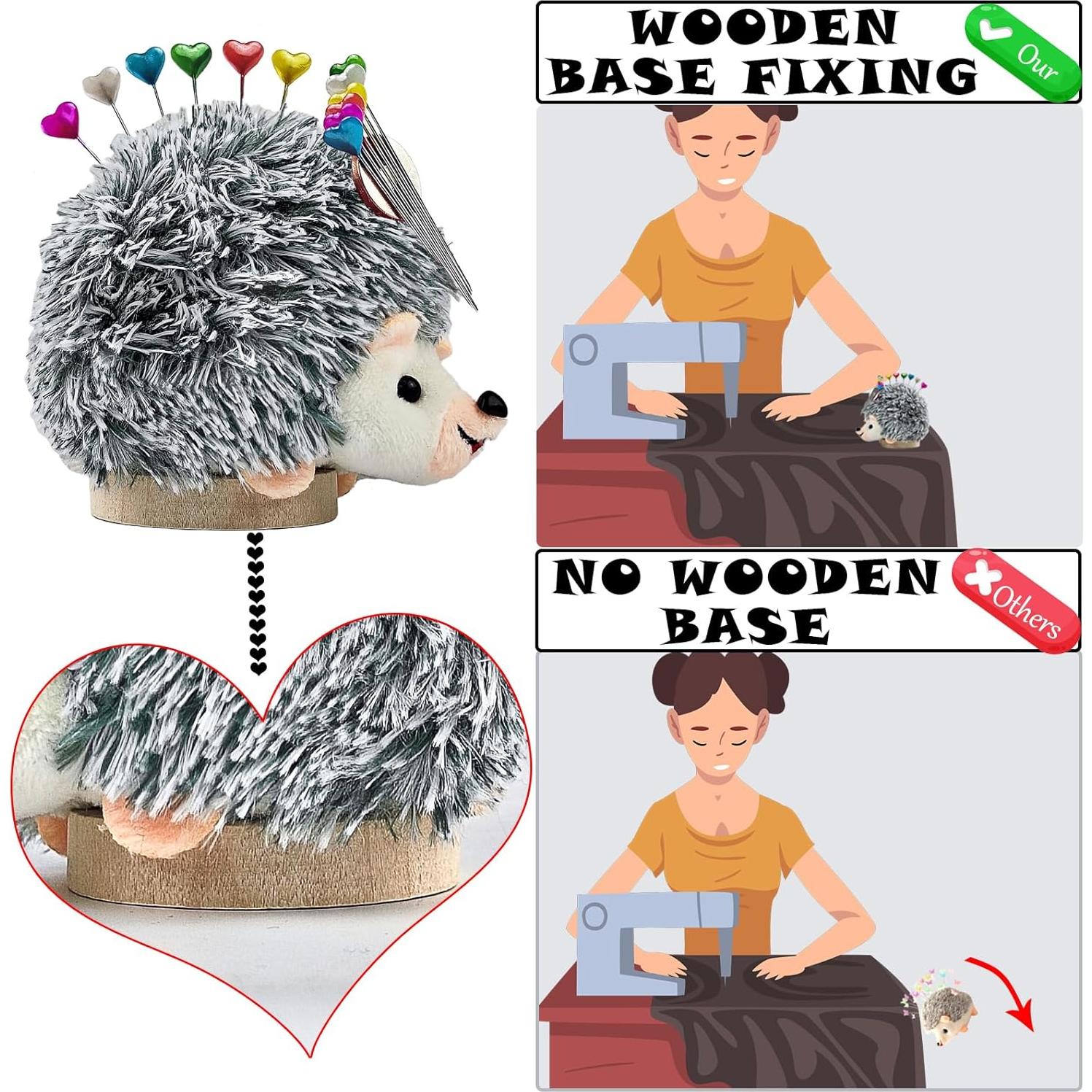 Almohadilla para Alfileres Erizo CW-DZ-240701 con Base de Madera