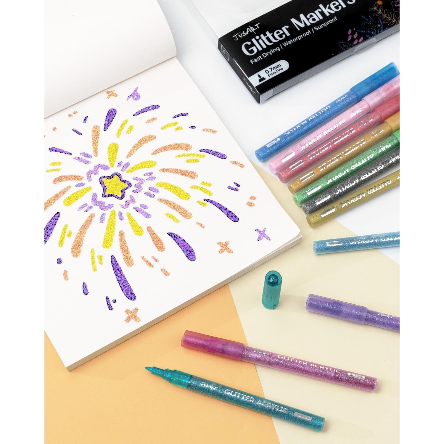 16 Marcadores Acrílicos Brillantes JusArt 0.7mm No Tóxicos