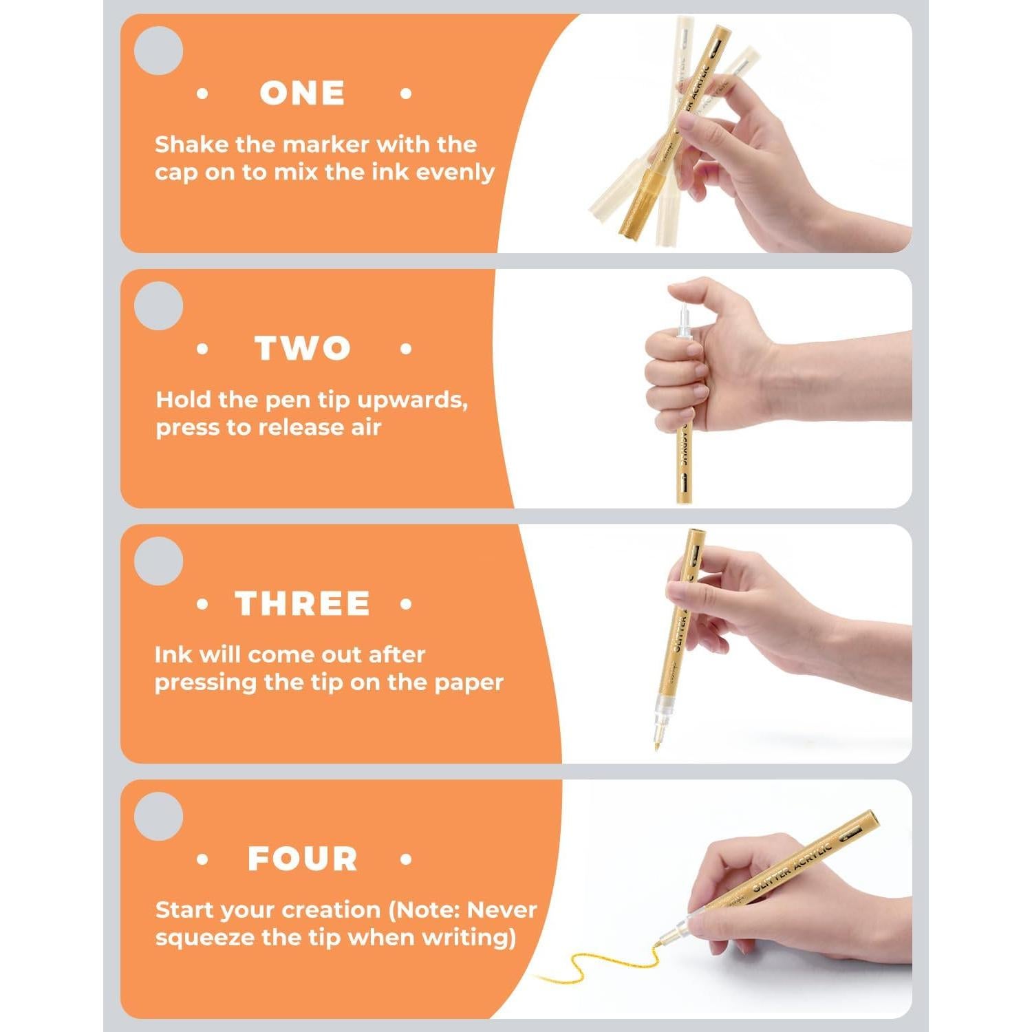 16 Marcadores Acrílicos Brillantes JusArt 0.7mm No Tóxicos