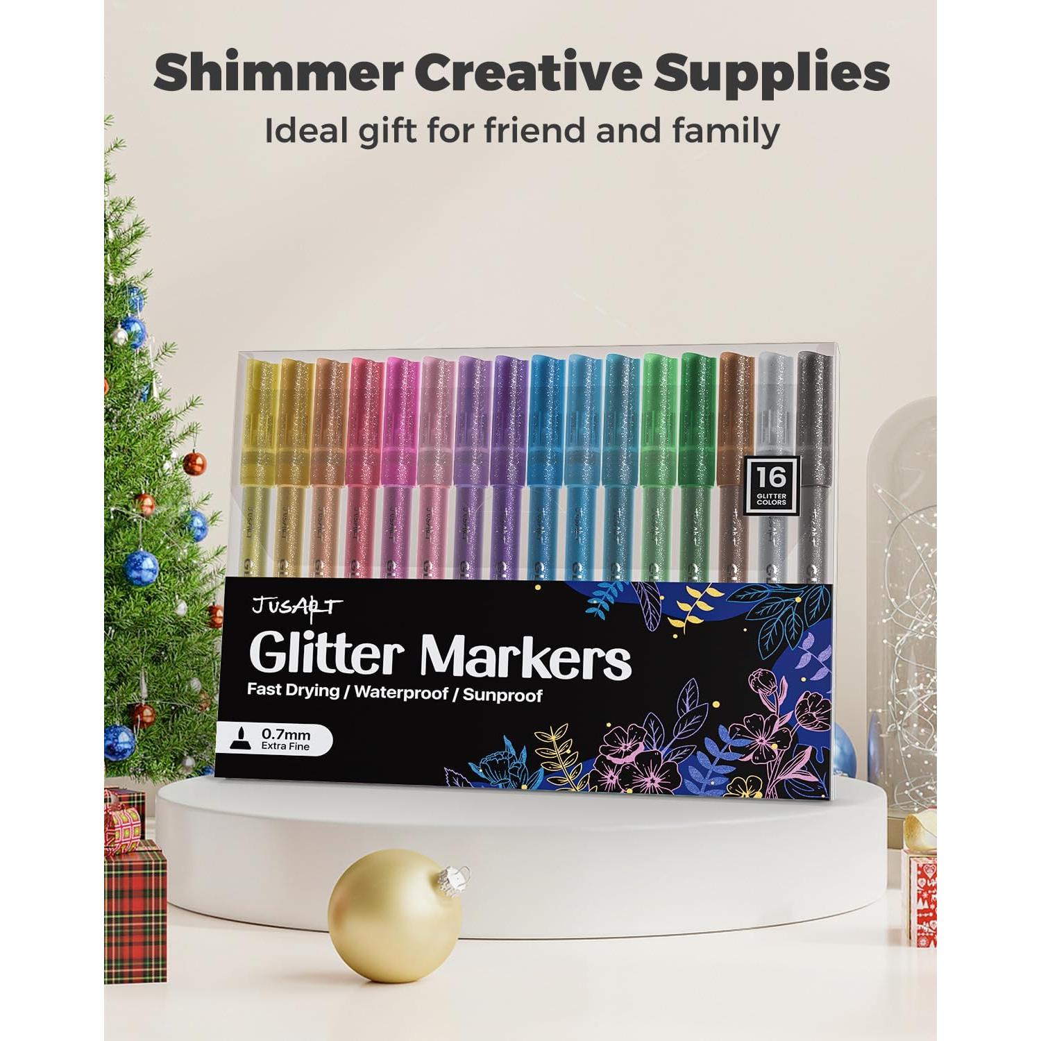 16 Marcadores Acrílicos Brillantes JusArt 0.7mm No Tóxicos