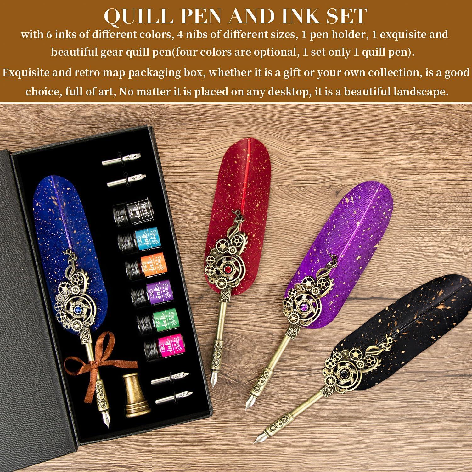 Juego de Pluma y Tinta NC - Caligrafía Vintage con 6 Tintas