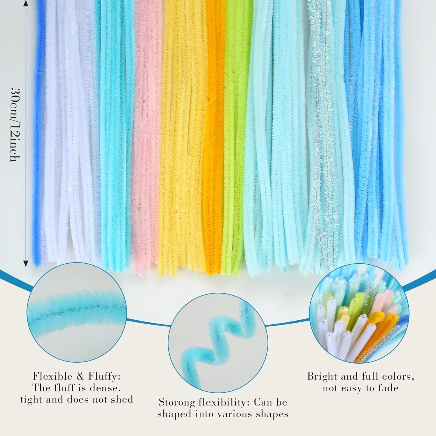 Kit de Flores de Limpiapipas ERNTRNL - 102 Piezas, Azul