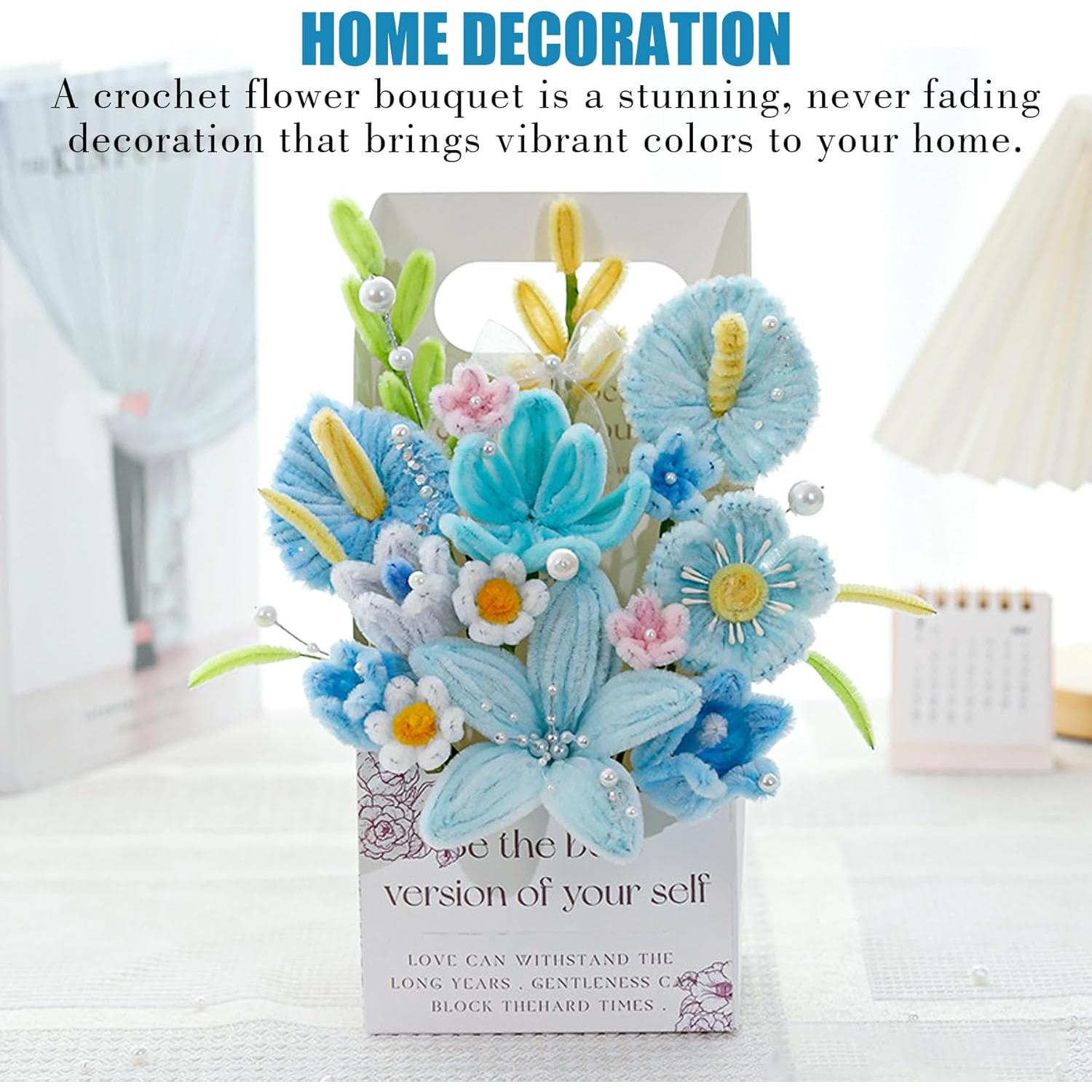 Kit de Flores de Limpiapipas ERNTRNL - 102 Piezas, Azul