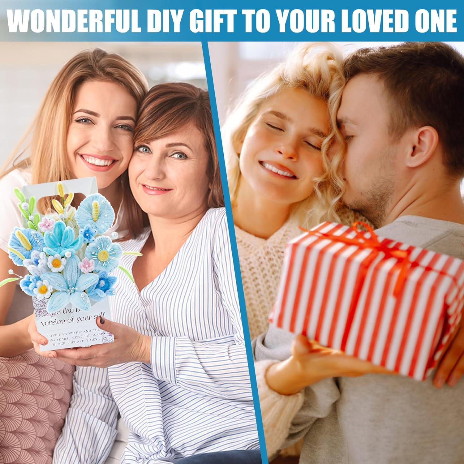 Kit de Flores de Limpiapipas ERNTRNL - 102 Piezas, Azul