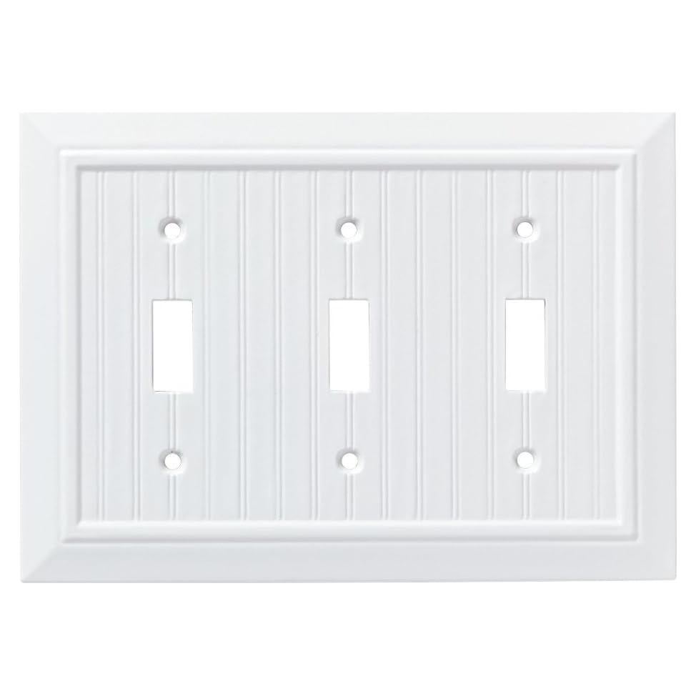 Placa de Pared Triple Franklin Brass Beadboard Blanca 1-Pack