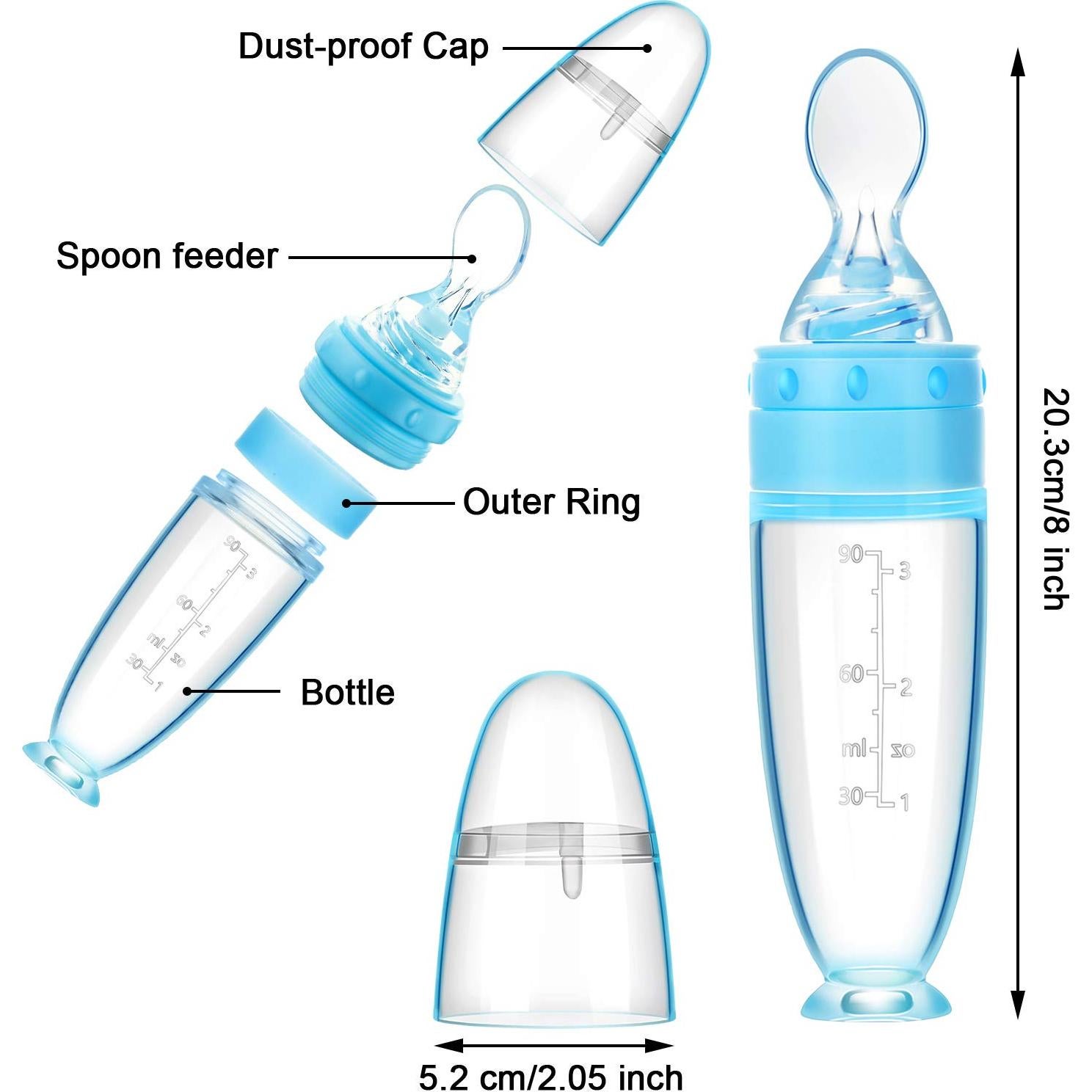 Cucharas de Silicona para Bebés 2 Piezas Azul - Alimentación Segura