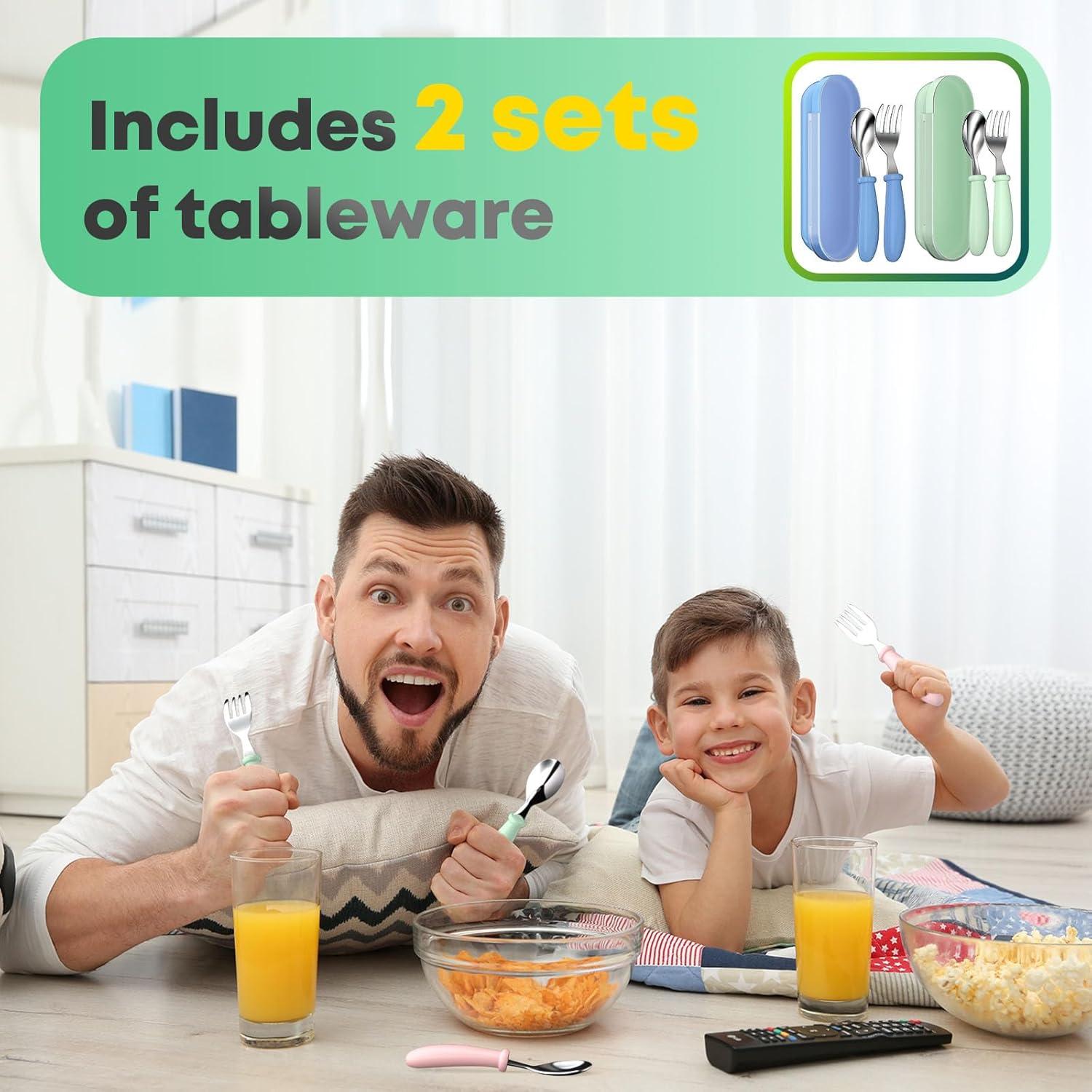 Juego de Cubiertos para Niños WXCWYQR - Acero Inoxidable 4 Piezas