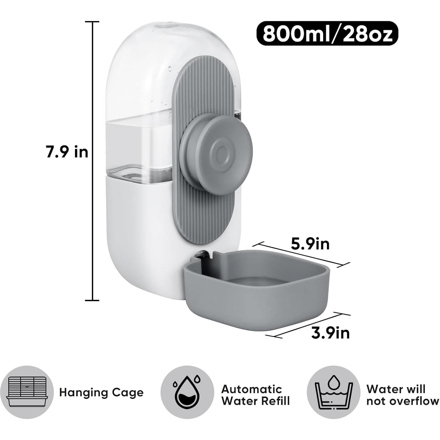 Dispensador Automático de Agua Colgante Borunhe 800ml para Mascotas