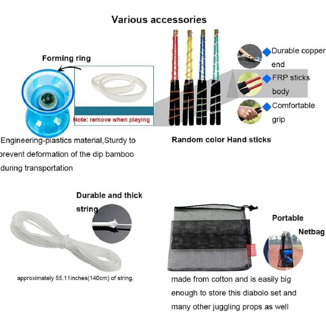 Juego de Diabolo LED HenMerry - Malabarismo Completo Azul