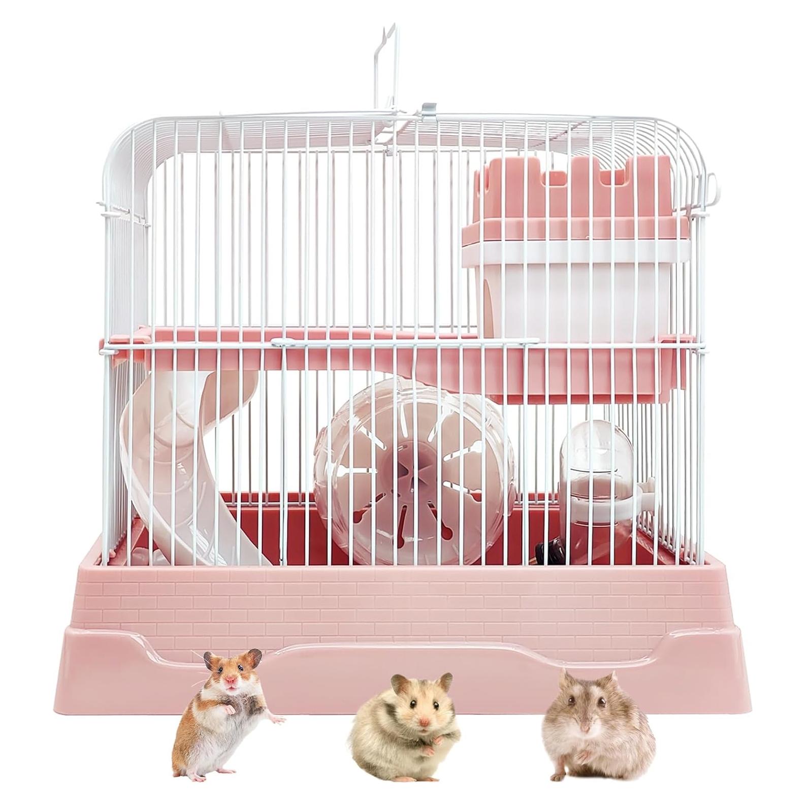 Jaula de Hámster Enana PINVNBY 2 Niveles Portátil 29.7x22.1x24.9cm