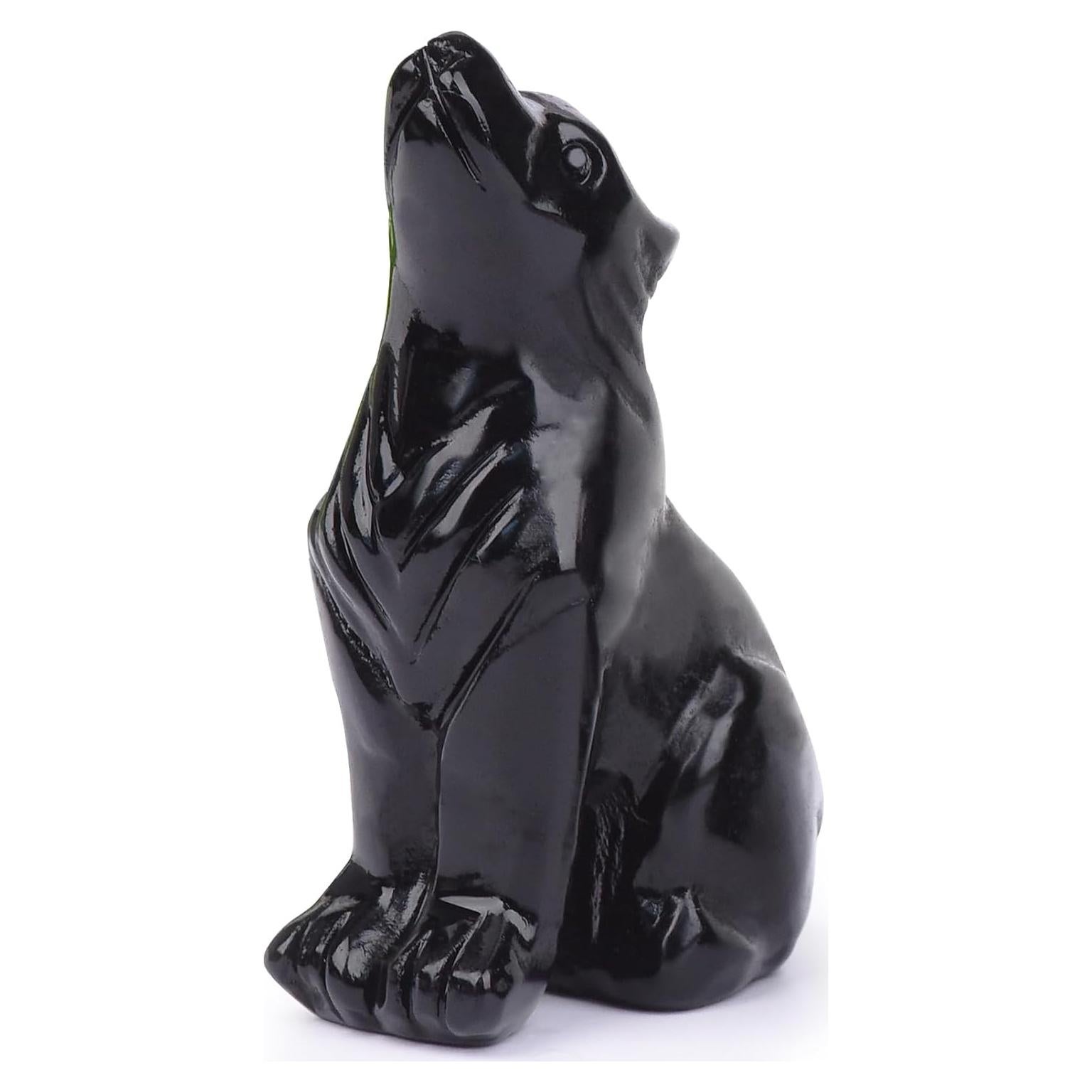 Estatua de Lobo de Obsidiana Negra 5.3 cm - Decoración Sanadora