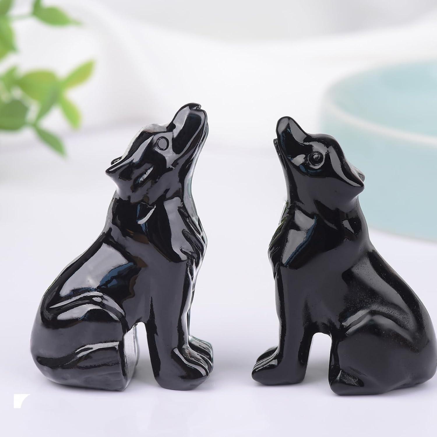 Estatua de Lobo de Obsidiana Negra 5.3 cm - Decoración Sanadora