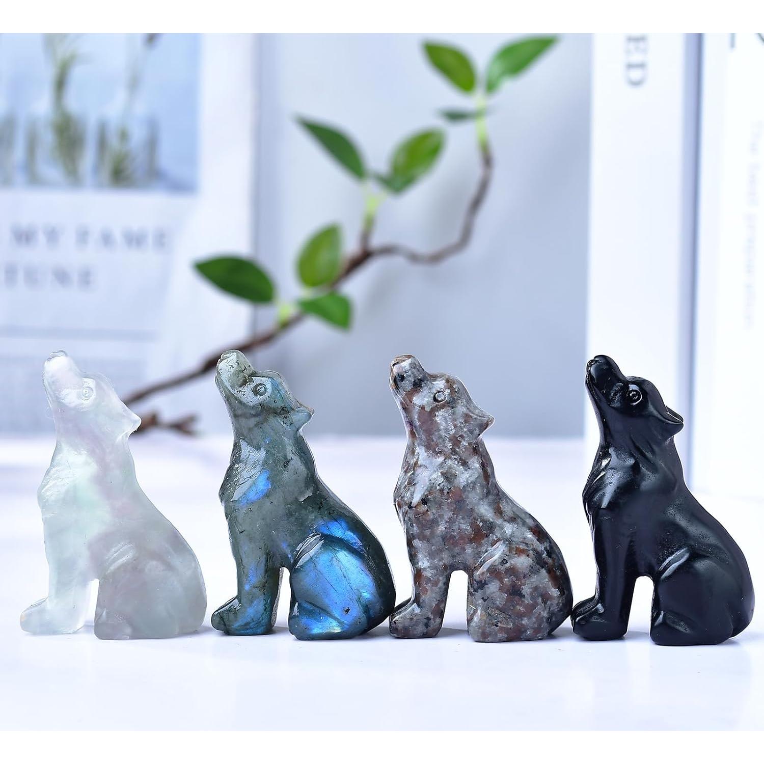 Estatua de Lobo de Obsidiana Negra 5.3 cm - Decoración Sanadora