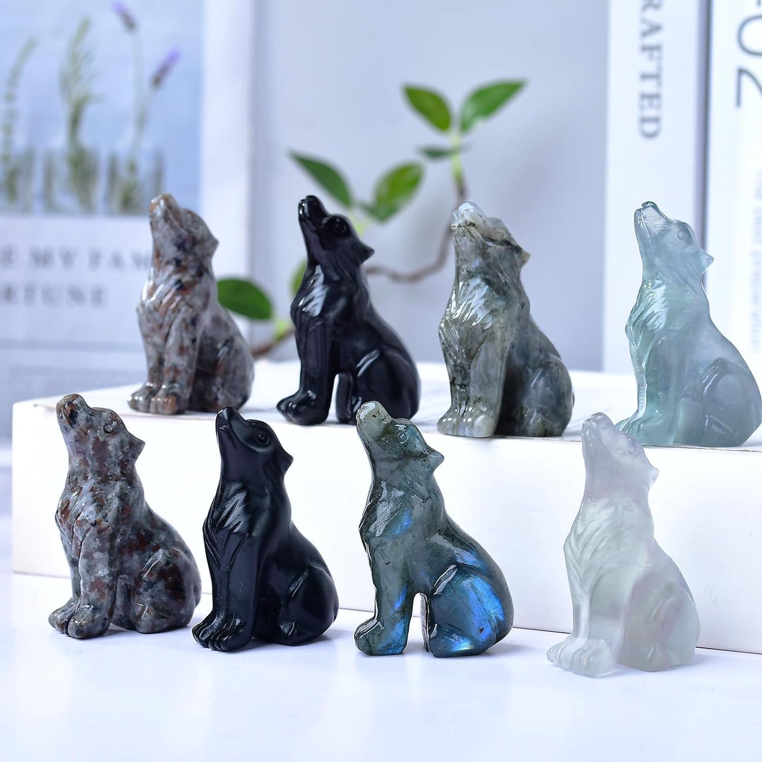 Estatua de Lobo de Obsidiana Negra 5.3 cm - Decoración Sanadora