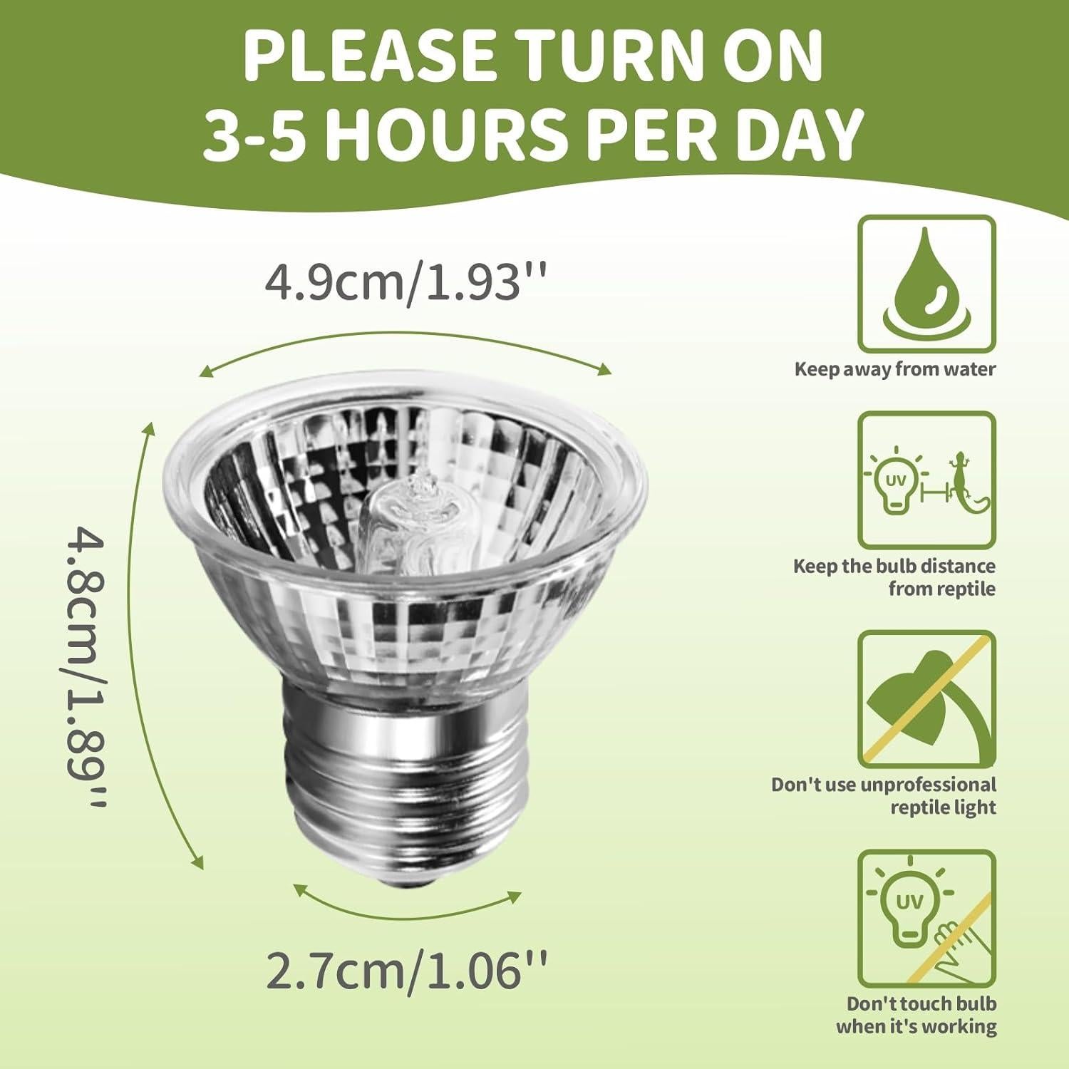 GOZILLA 4 PCS Bombillas de Calor 50W UVA UVB E27 para Reptiles