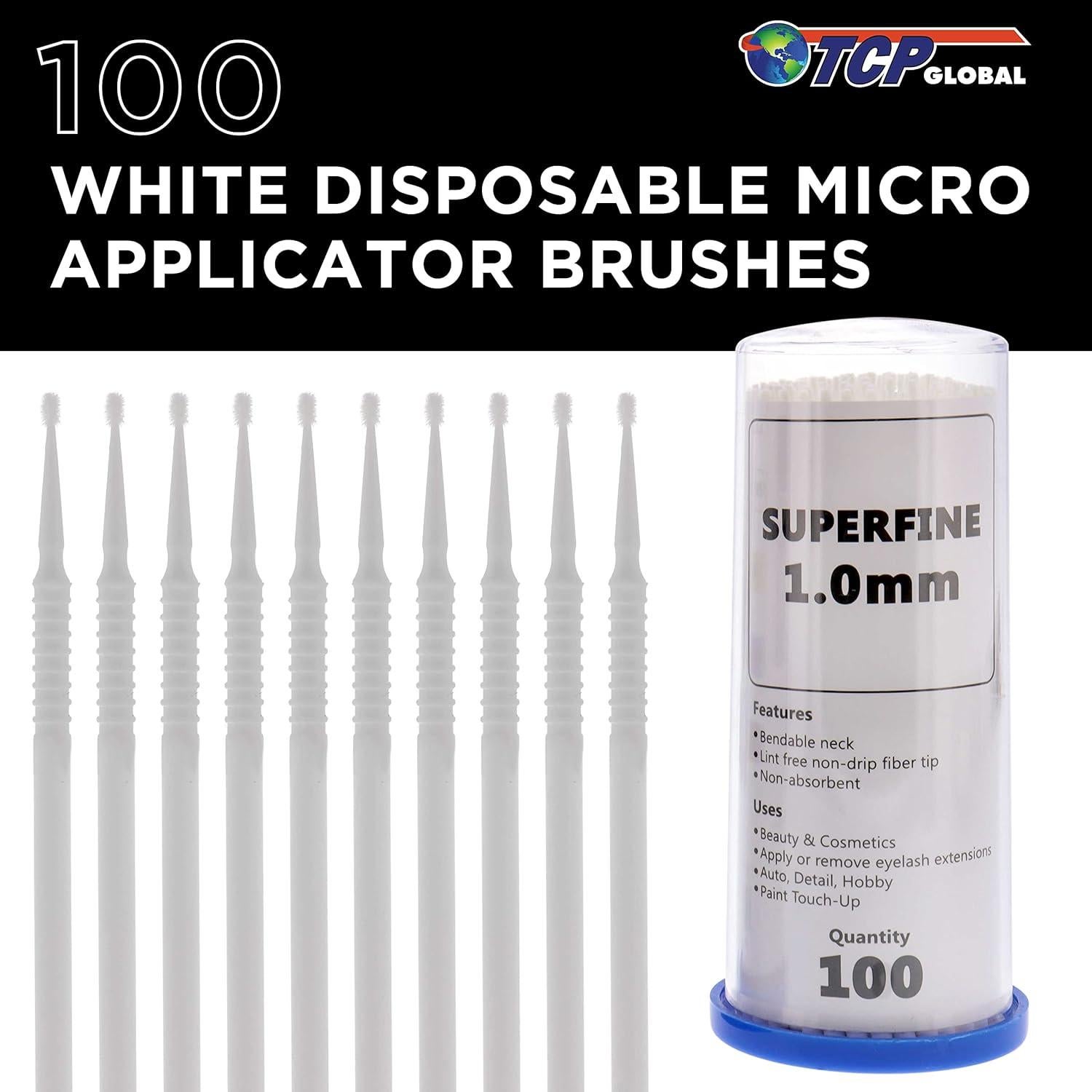 Pinceles de Retoque TCP Global 100 Unidades 1.0 mm Blanco