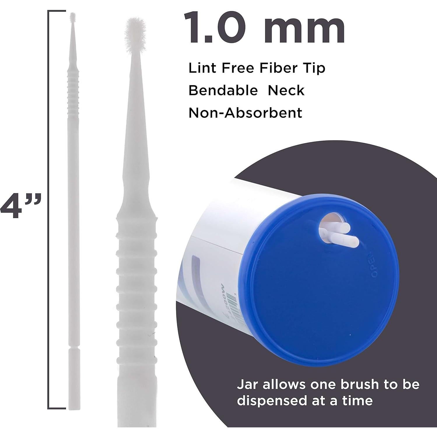 Pinceles de Retoque TCP Global 100 Unidades 1.0 mm Blanco