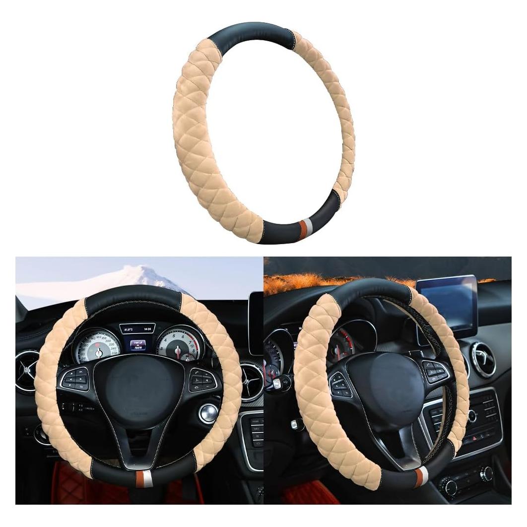 Funda de Volante Zpana Beige 38 cm Antideslizante de Felpa
