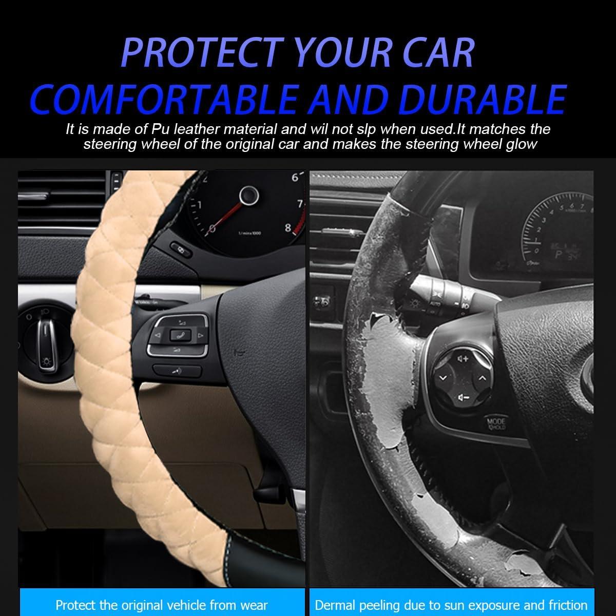 Funda de Volante Zpana Beige 38 cm Antideslizante de Felpa