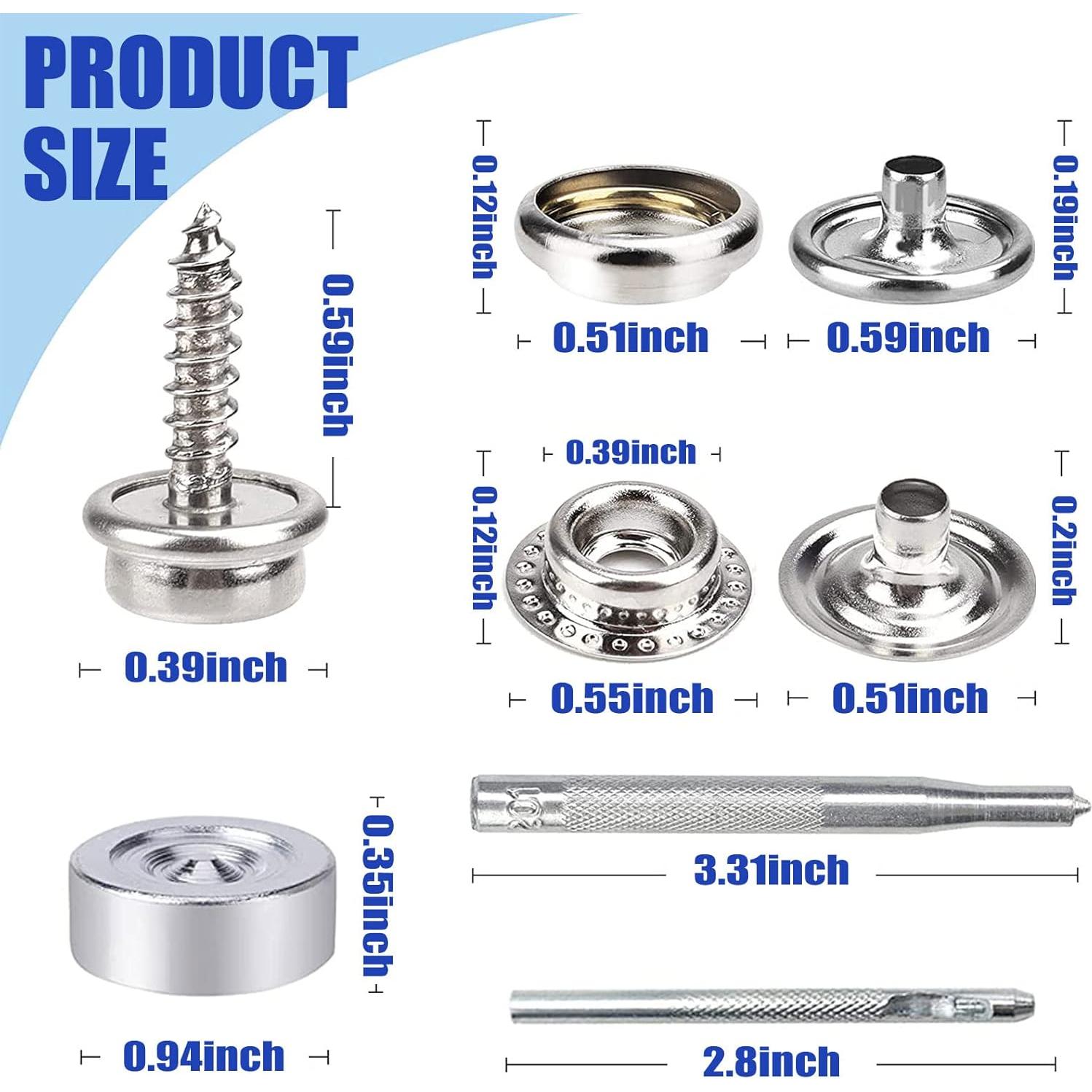 Kit de Botones de Lona ZYNERY 353 Piezas Acero Inoxidable