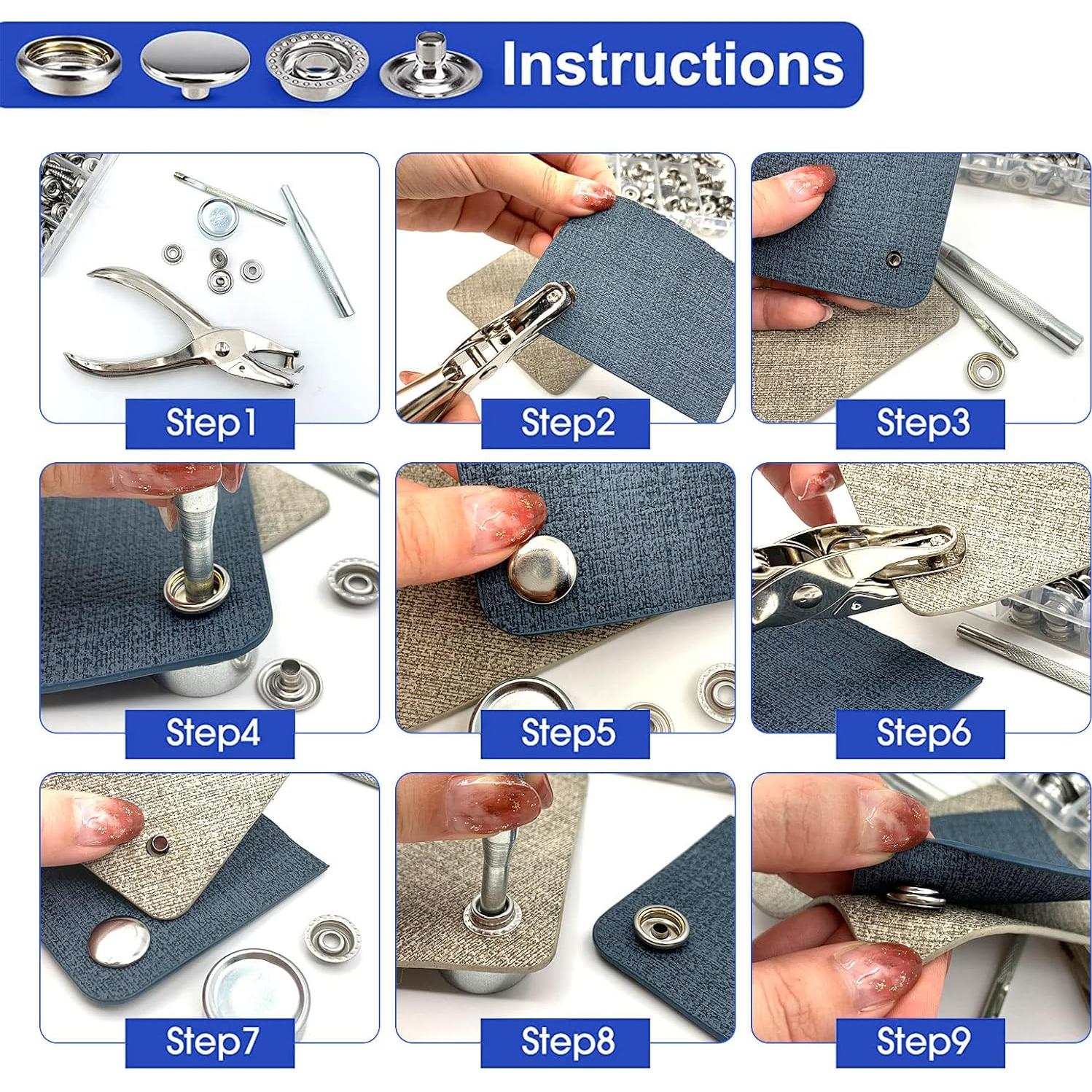 Kit de Botones de Lona ZYNERY 353 Piezas Acero Inoxidable