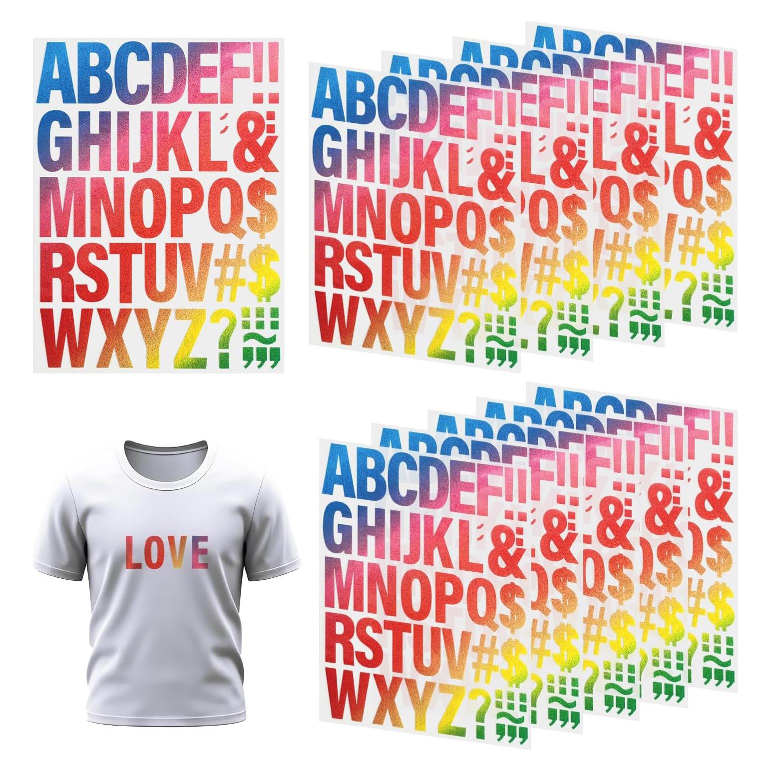 Letras Termoadhesivas CLINTT 10 Hojas Colorido 2" para Ropa