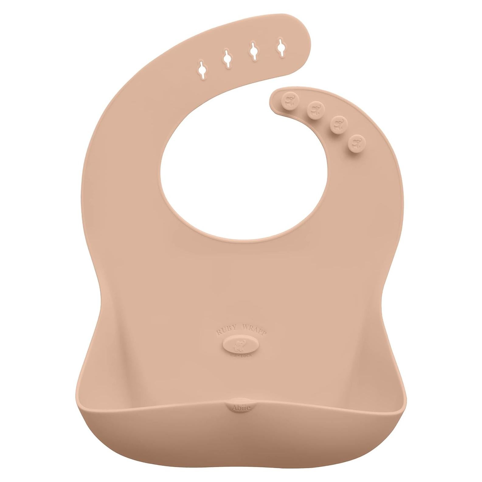 Babero de Silicona Abiie Ruby Wrapp Durazno - Impermeable y Resistente a Manchas