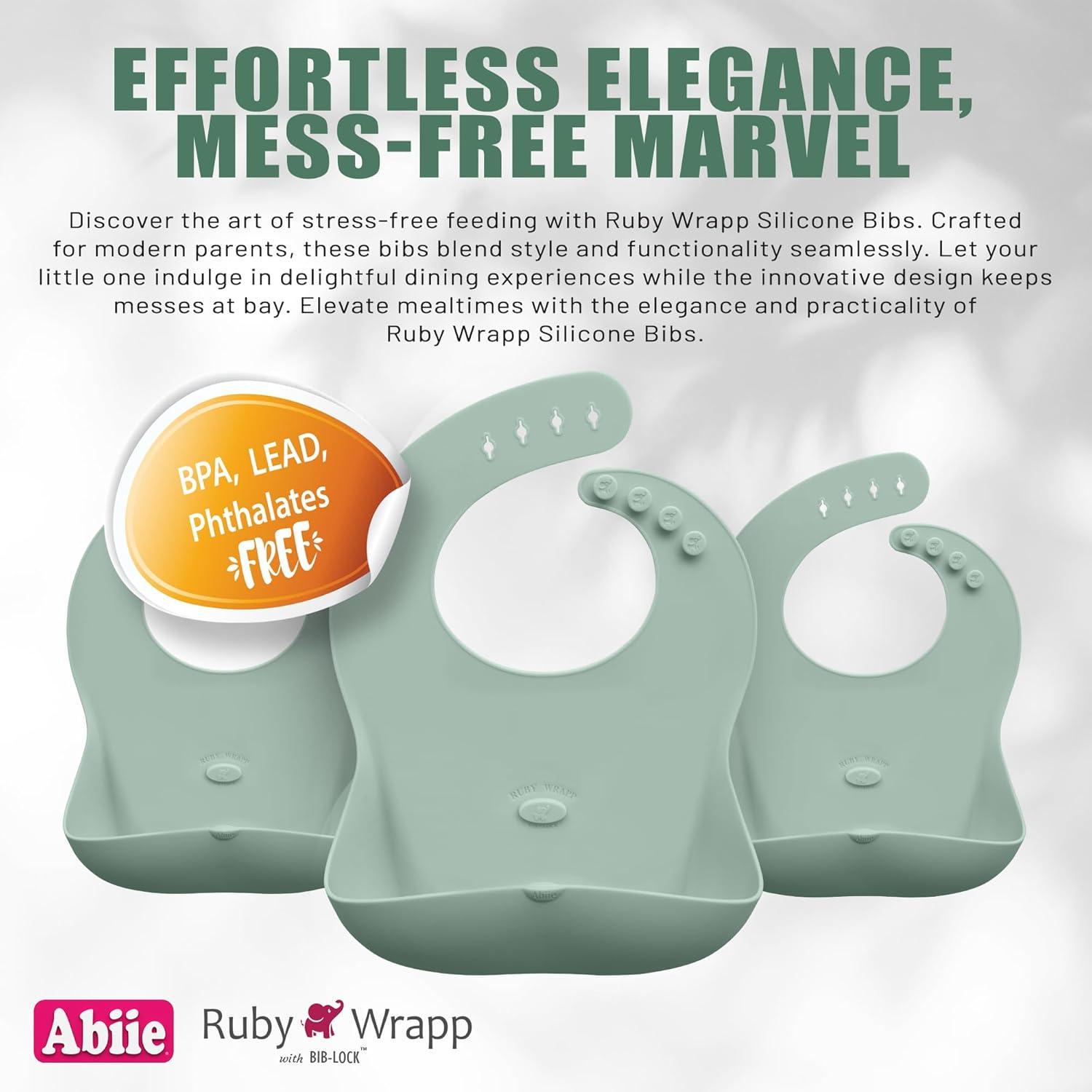 Babero de Silicona Abiie Ruby Wrapp Durazno - Impermeable y Resistente a Manchas