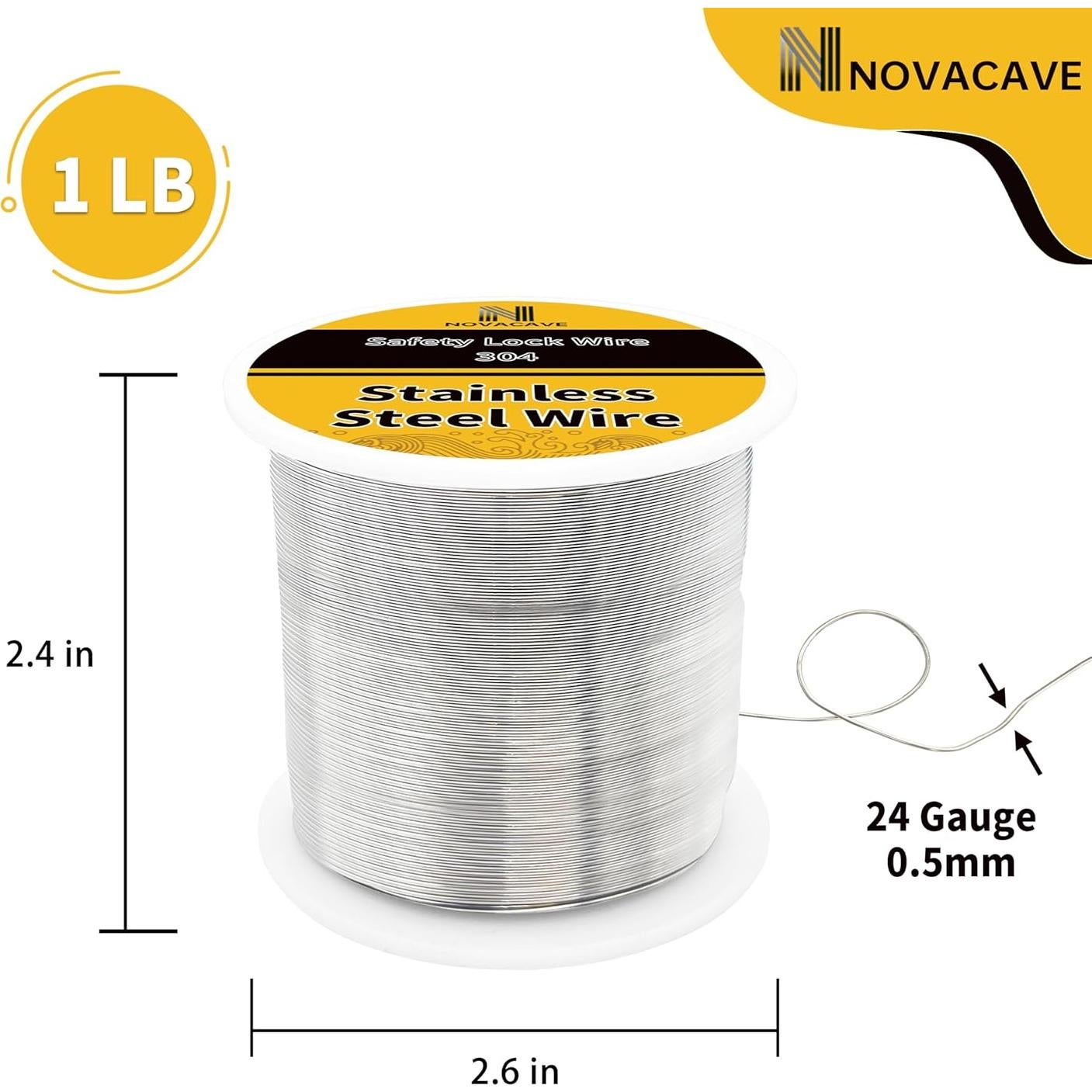 Alambre de Acero Inoxidable 304 Novacave 0.5 mm 280.4 m 0.45 kg