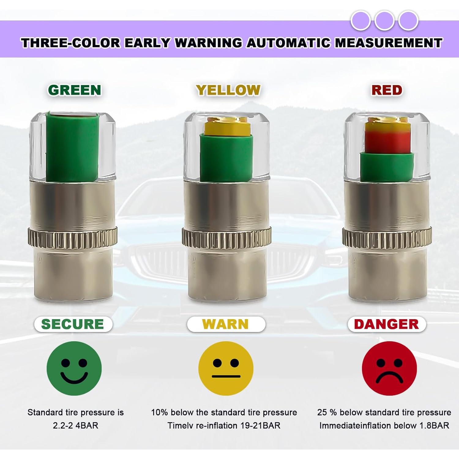 4 Tapones de Válvula de Sensor de Presión de Neumáticos KEVWR